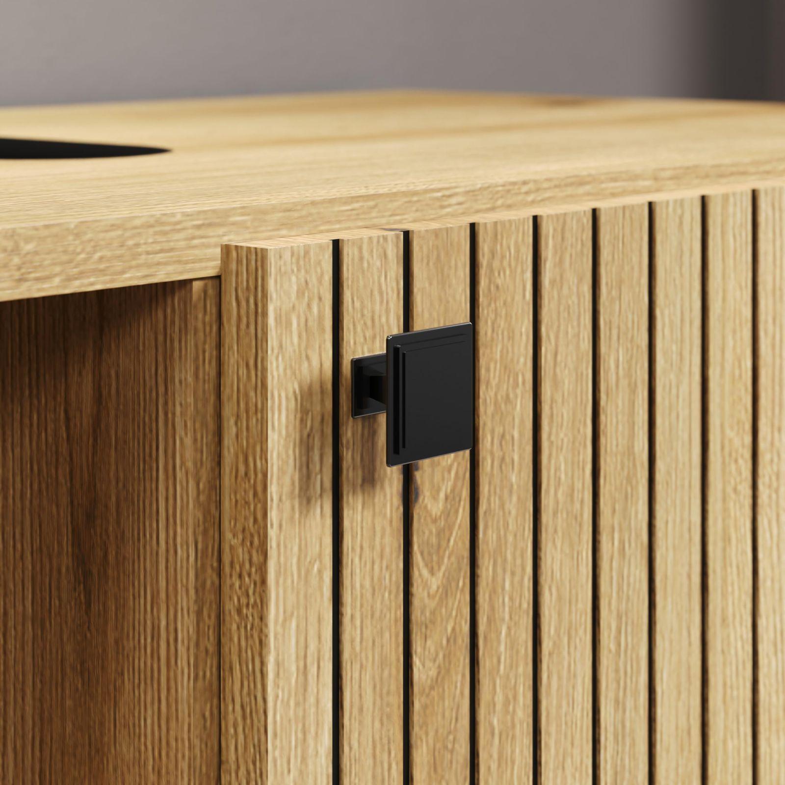 trendteam smart living – Valamualune kapp ratastel – Vannituba – PureBliss – Mõõdud (LxKxS) 60 x 64 x 42 cm – Värvus Evoke tamm mustade soontega – 233730342 – kasutusnäide