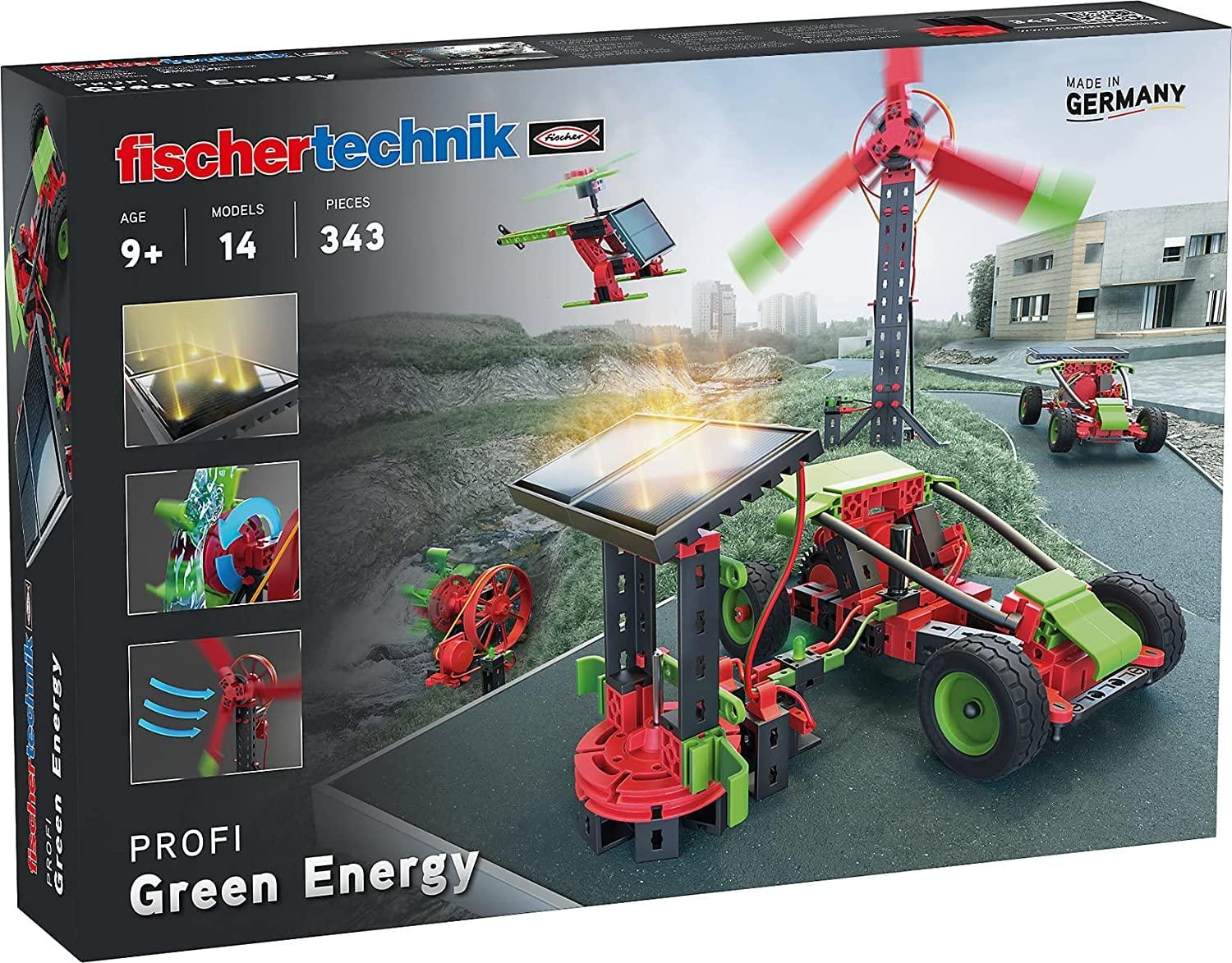 fischertechnik 559879 PROFI Green Energy – Konstruktor lastele alates 9. eluaastast, katsekomplekt päikese-, tuule- ja veeenergia jaoks, sisaldab päikesepaneele ja päikesemootorit