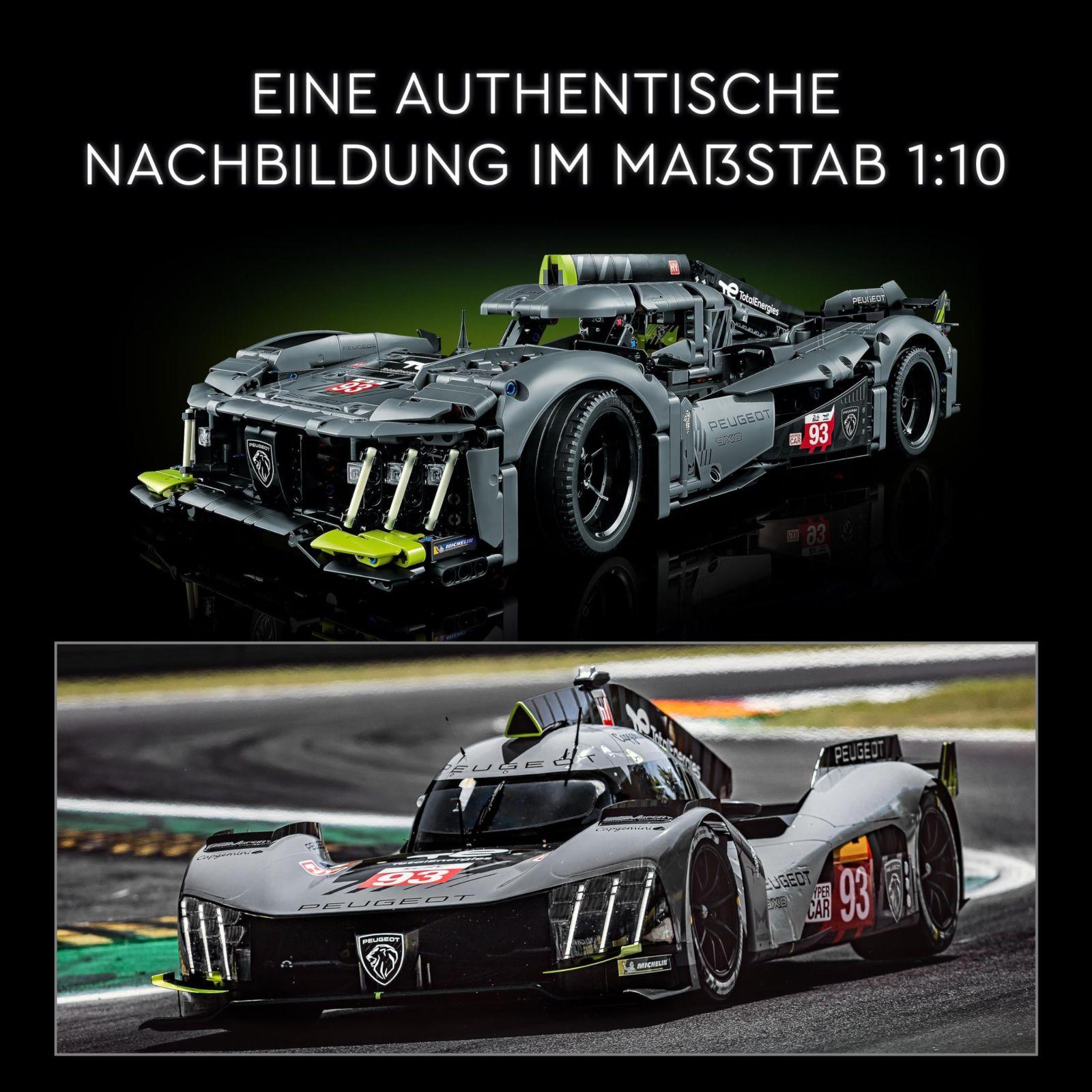 LEGO 42156 Technic Peugeot 9X8 24H Le Mans hübriid-hüperauto, legendaarne võidusõiduauto, mudelauto ehituskomplekt täiskasvanutele, mõõtkava 1:10, motospordi autokollektsioon kogenud ehitajatele – pilt 6