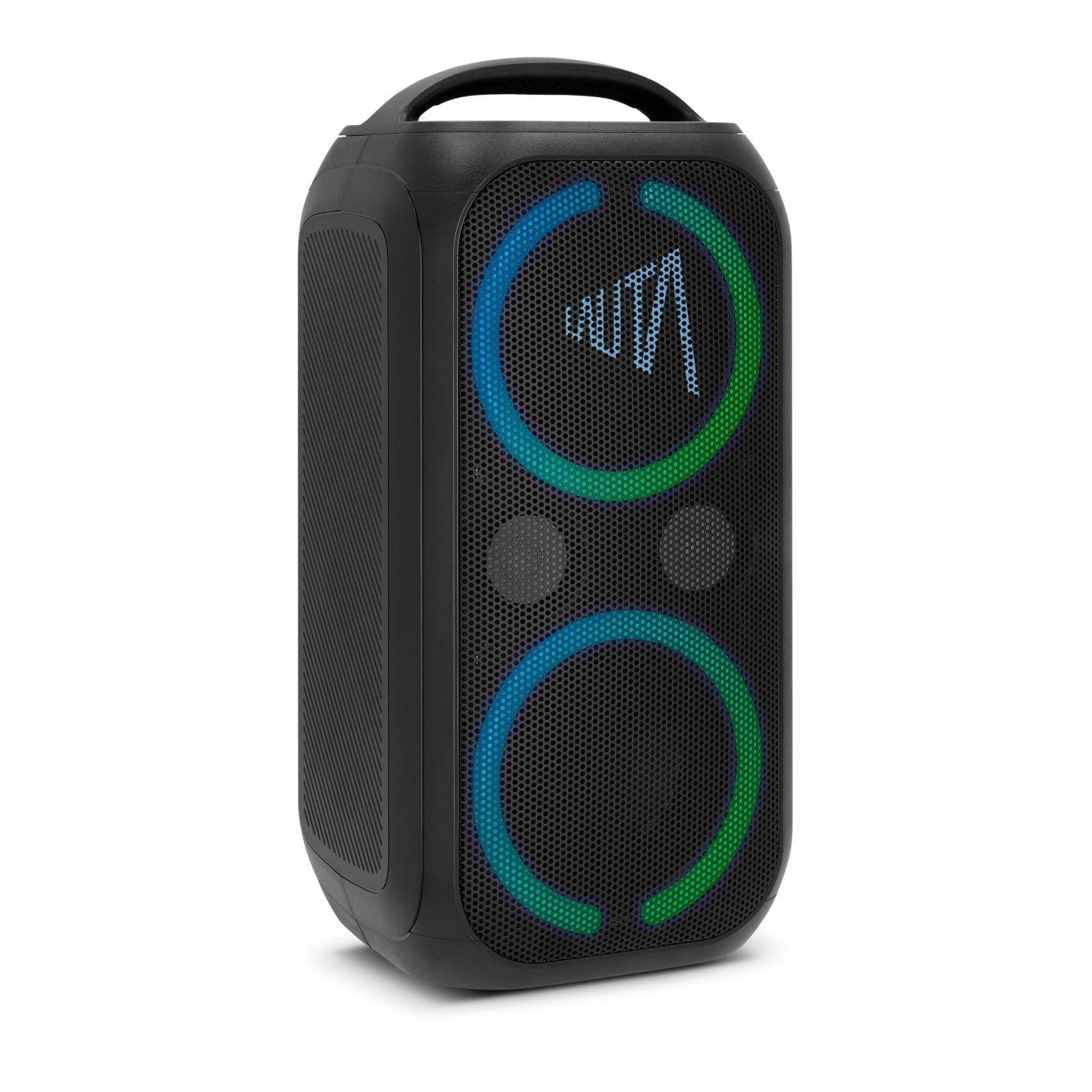 TechniSat LAUTA WUMMSBOX – Kaasaskantav Premium Bluetooth Kõlar LED-valgusefektidega (Bass Boost, True Wireless Stereo, 12-tunnine aku, IPX4 pritsmekindlus, 80W RMS võimsus)