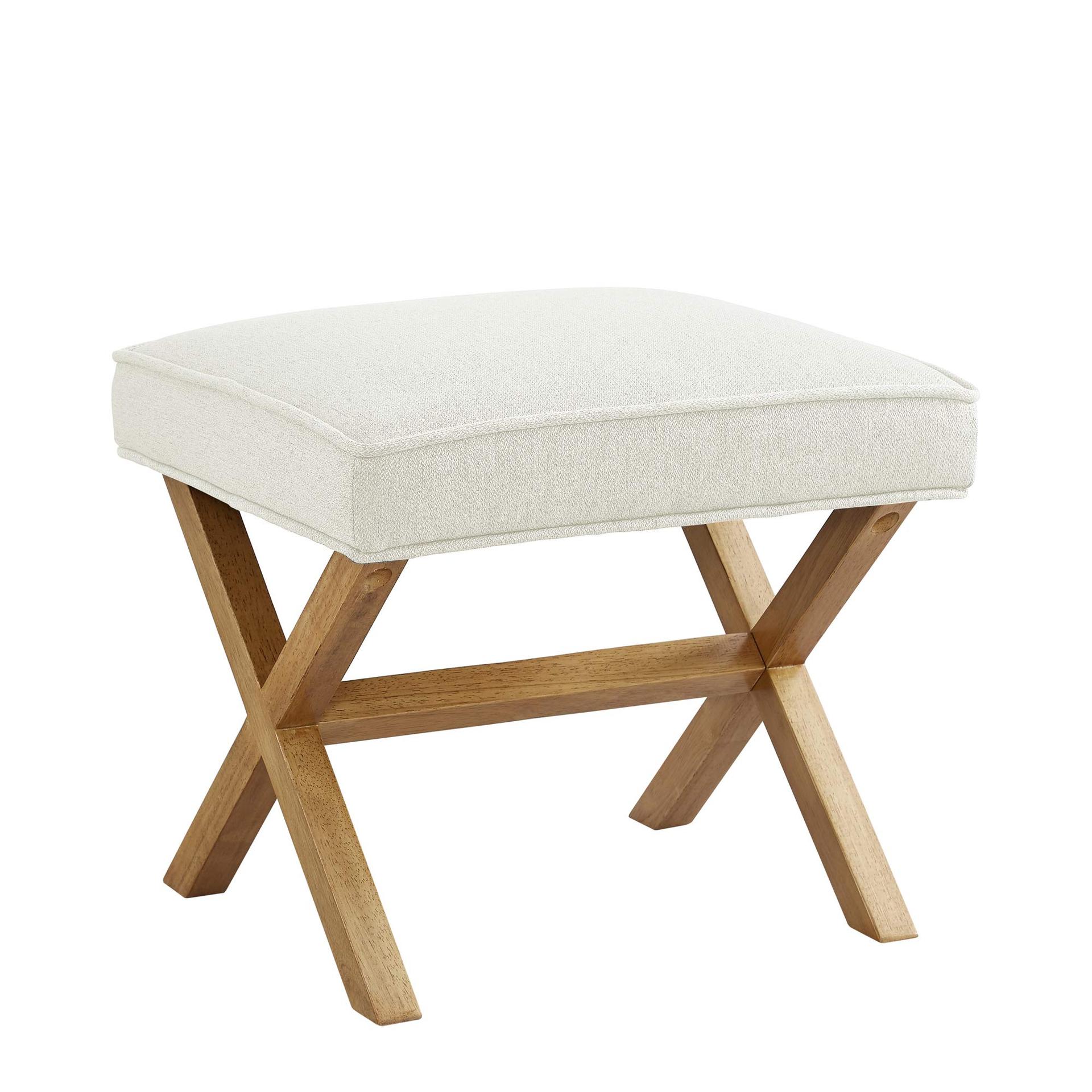Amazon Basics ristkülikukujuline modernne polsterdatud jalapink X-disainiga, keskajastu stiil, linane, 45,7T x 50,8B x 45,7H cm, elevandiluu (varem Rivet)