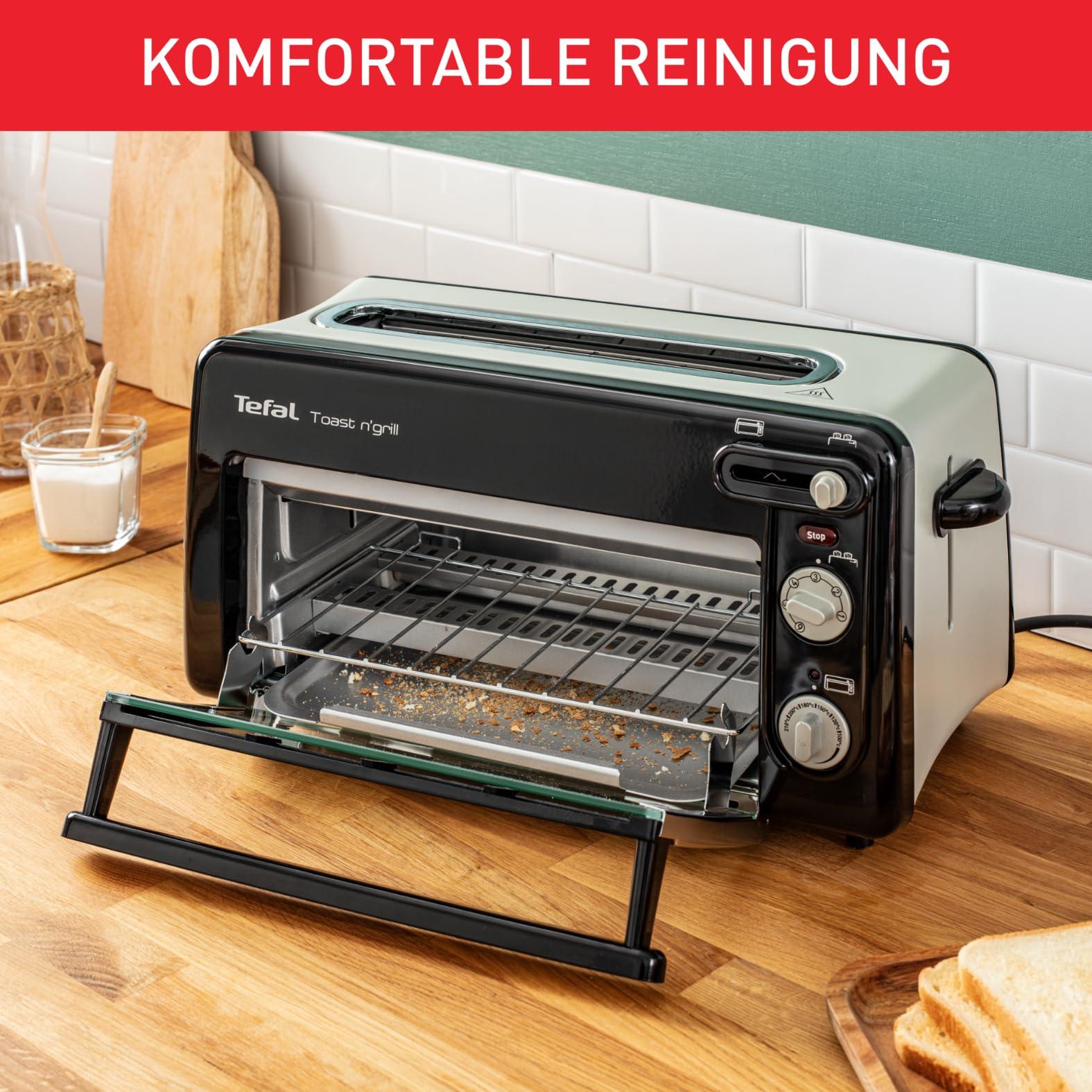 Tefal Toast n’ Grill TL6008, 2-in-1 röster ja mini-ahi, väga energiatõhus ja kiire, 1300 W, 43,5 x 28,5 x 22,5 cm, must/alumiinium matt, 220-240V, 50-60Hz – pakend ja tarvikud