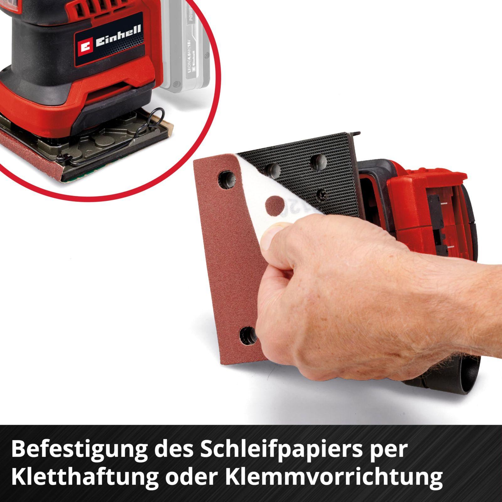 Einhell akuga vibratsioonilihvija TE-OS 18/113 3X Li-Solo Power X-Change (18 V, lihvija, 3 vahetatavat lihvplaati, 1,8 mm võnkeamplituud, tarvikud, ilma akuta) – pilt 8