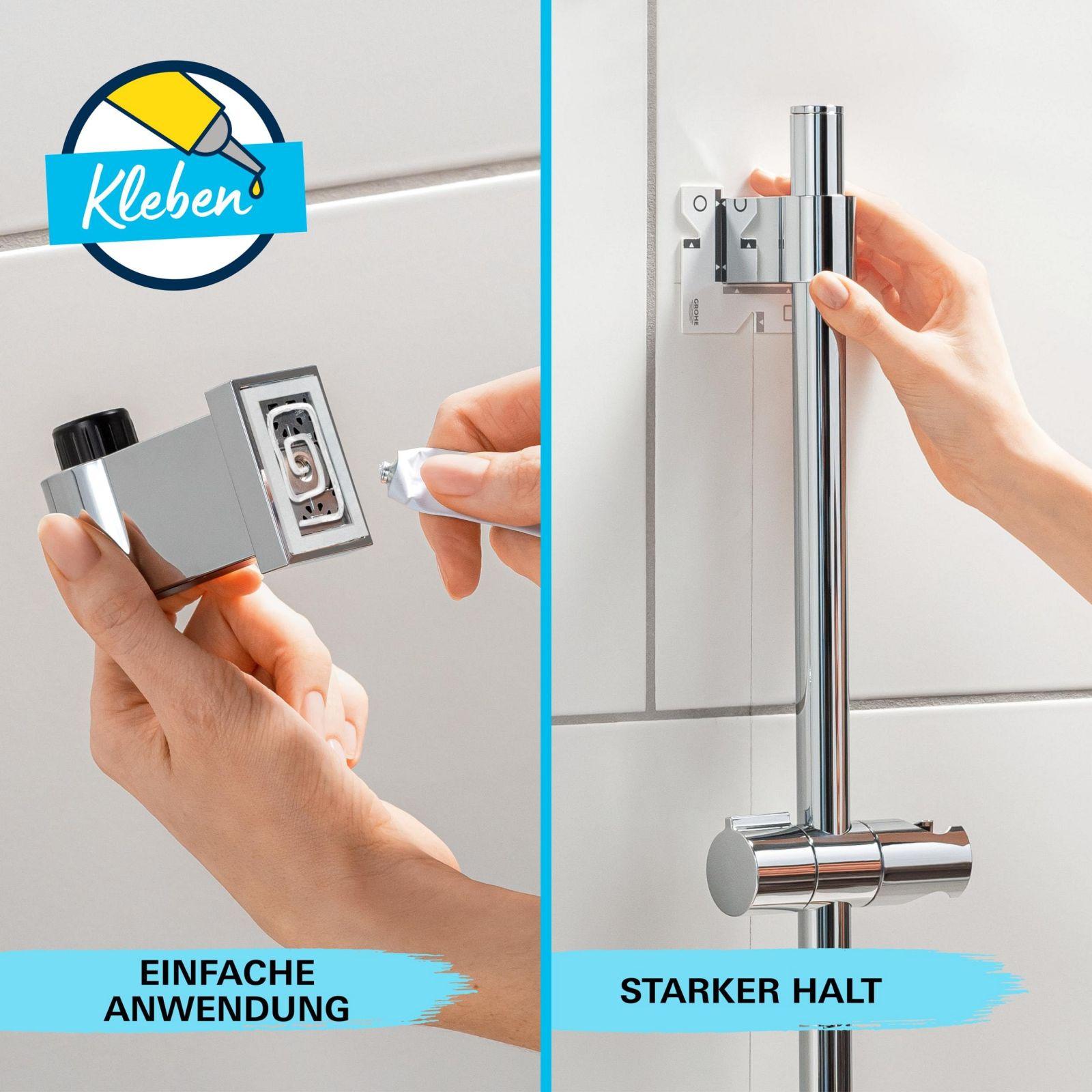 GROHE Vitalio 110 – vee säästev dušikomplekt – 8 l/min (3 pihustusrežiimi, 60 cm dušitoru, kinnitatav liimiga või kruvidega), kandiline, kroom, 26096001 – lisavaade