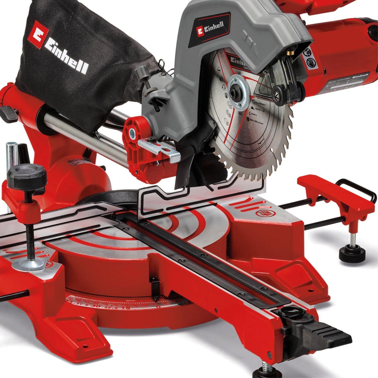 Einhell tõmbelõike-ja nurksaag TC-SM 216 (1600 W, max. 65 mm x 305 mm lõikesügavus/-laius, Ø 216 mm saeketas, tõmbefunktsioon, pöördlaua kiirseadistus, laser) – pilt 8
