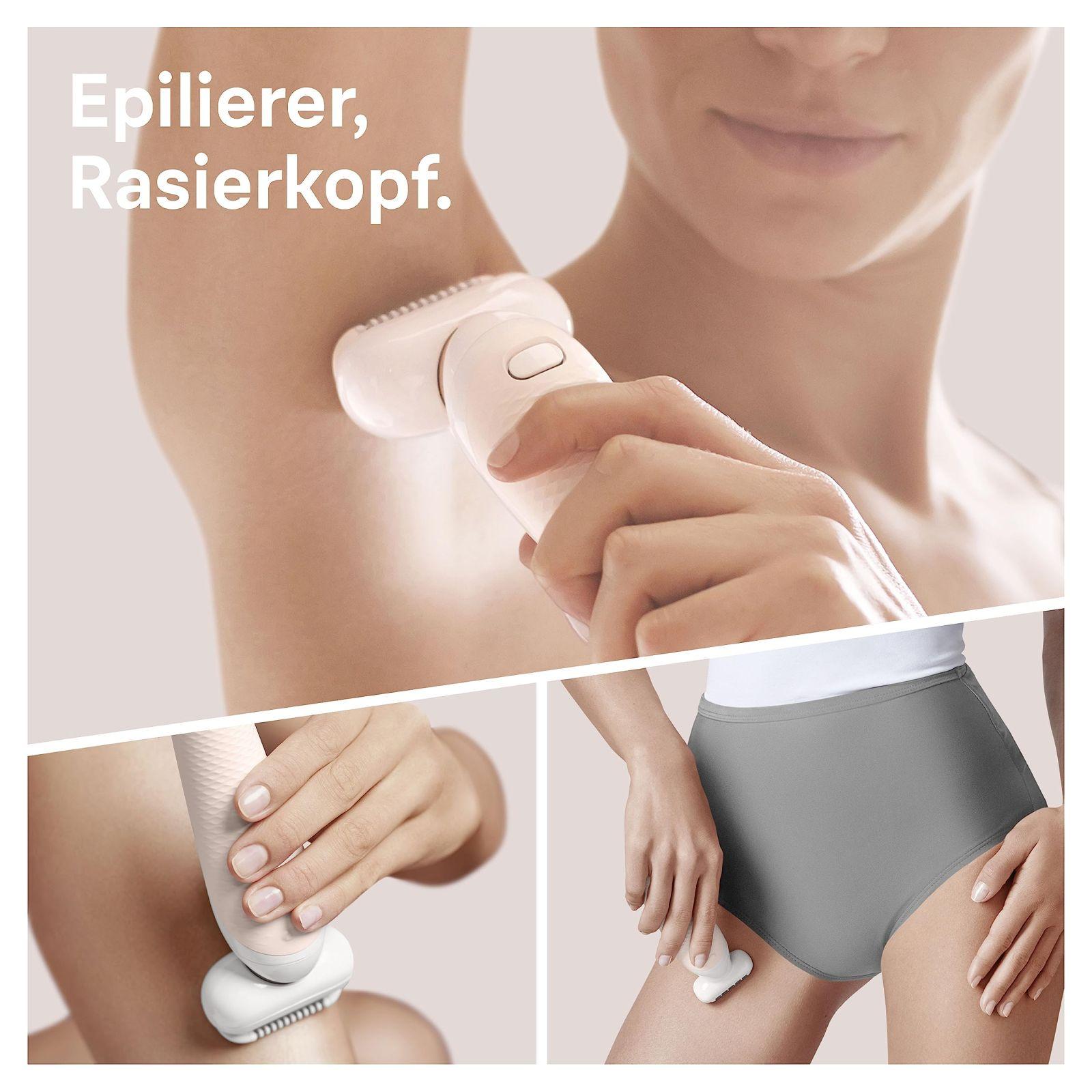 Braun Silk-épil 9 Flex Epilaator Naiste / Karvaeemaldaja, 5 otsikut, kott, paindliku peaga lihtsamaks karvaeemalduseks, 9-006, valge/kuldne – lisavaade