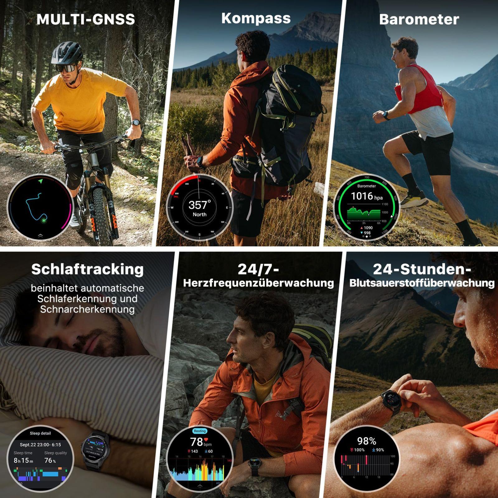 TicWatch Atlas nutikell meestele – Android Wear OS, 90-tunnine aku, 110+ treeningrežiimi, Heat Map, kukkumisandur, tervise jälgimine, 5ATM veekindlus, sisseehitatud GPS ja kompass – ainult Androidi jaoks – pilt 8