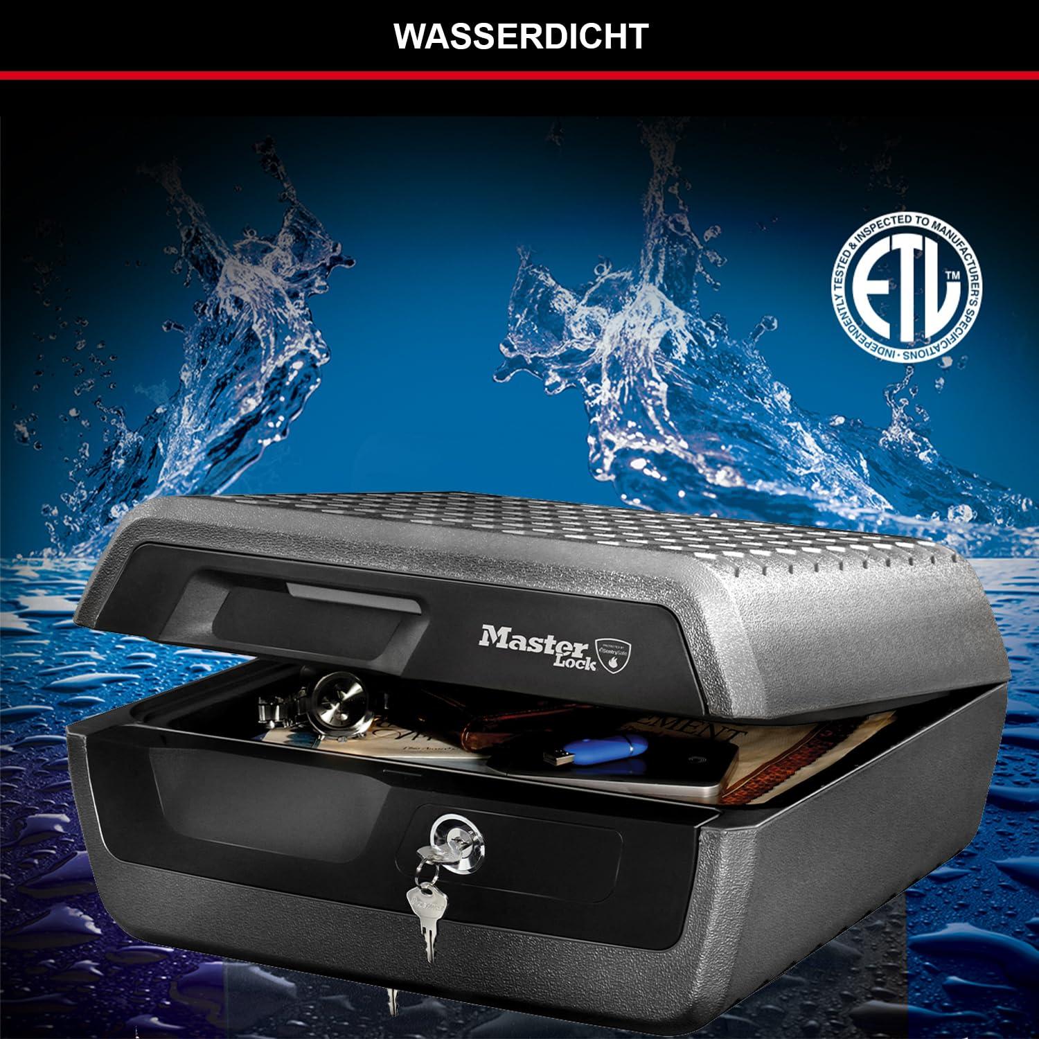 MASTER LOCK turvakassett [Tule- ja veekindel] [Suur] [Lukuga] LCFW30100 – ID-kaartide, A4-dokumentide, väikese elektroonika, ehete jms jaoks – kasutusnäide