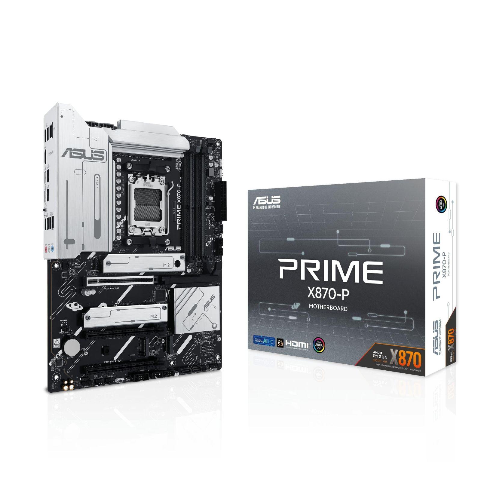 ASUS PRIME X870-P Emaplaat AM5 (AMD, ATX, PCIe 5.0, DDR5, 14+2+1 Toiteetapid, 4x M.2, 2,5Gb Ethernet, USB-C 40Gbps)