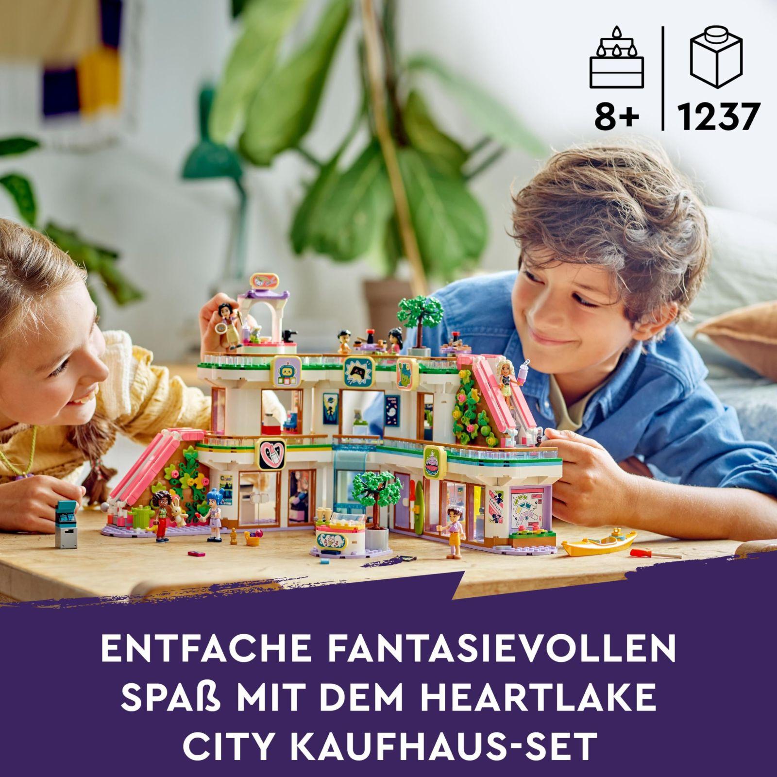 LEGO Friends Heartlake City Kaubamaja, nukuhoone mänguasi tüdrukutele ja poistele, komplekt figuuridega, toetab sotsiaal-emotsionaalset arengut, kingitus lastele alates 8. eluaastast 42604 – pakend ja tarvikud