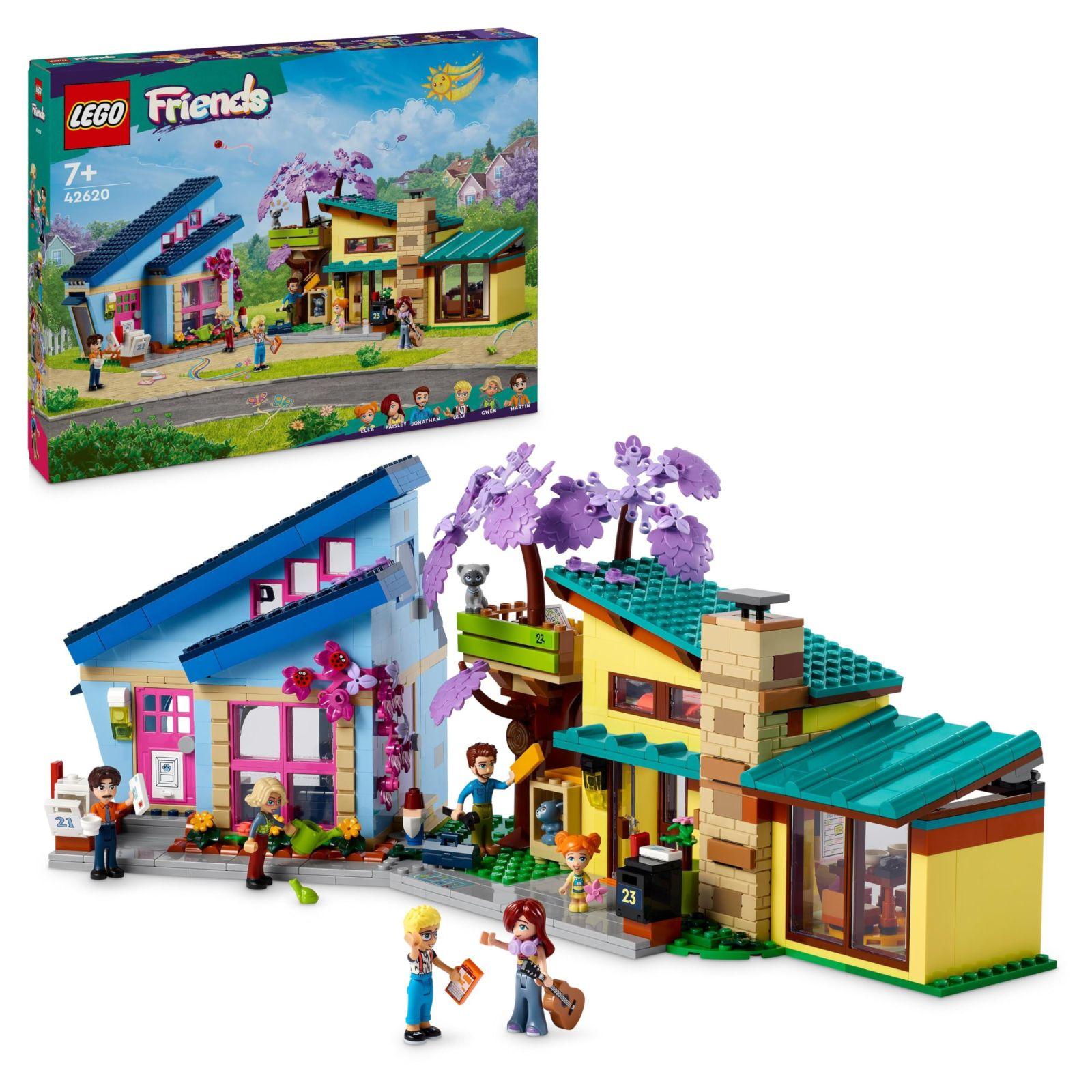 LEGO Friends Olly ja Paisley Pere Maja – Nukumaja koos figuuride ja tarvikutega, kahekorruseline mängumaja ja puumaja, loominguline kink lastele alates 7. eluaastast (42620)