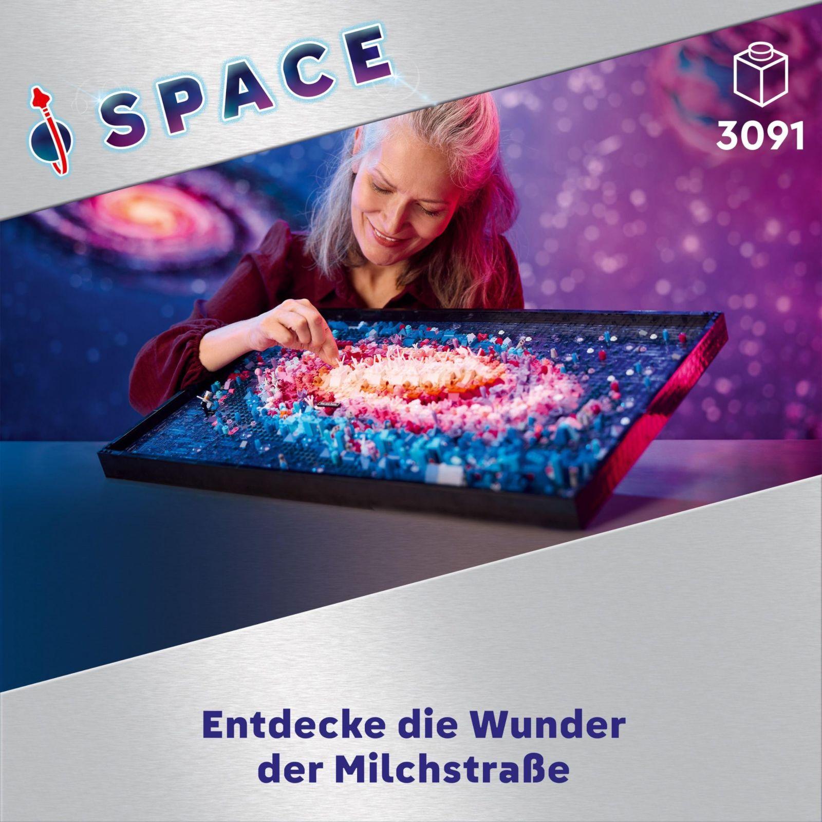 LEGO Art Linnutee Galaktika, Seinakaunistus, Kingitus Kosmose- ja Astronoomiafännidele, Ehituskomplekt Täiskasvanutele, Loov Tegevus, Päikesesüsteem ja Tähistaevas 31212 – detailne vaade