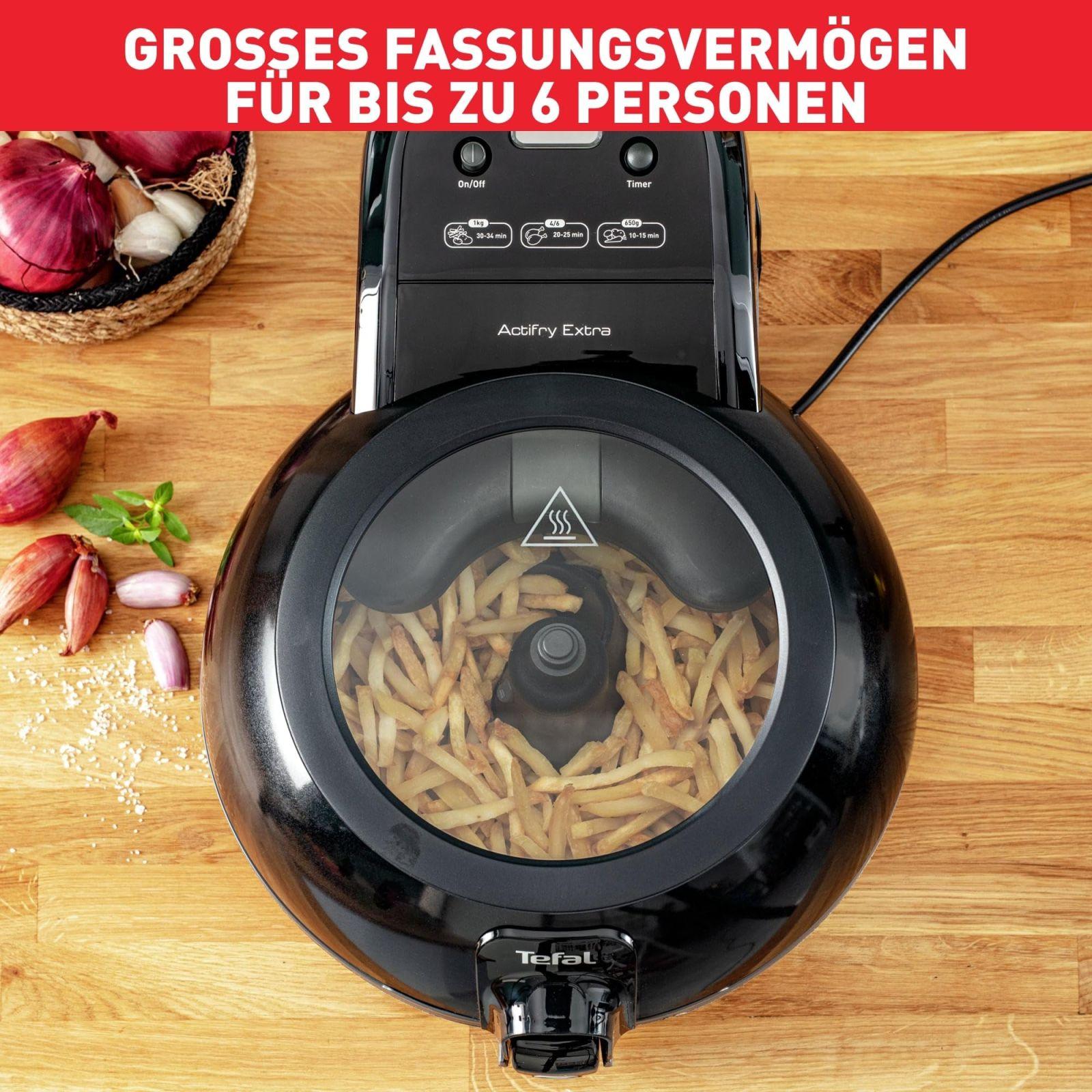 Tefal ActiFry Extra kuumaõhufritüür, AirFryer segamisvarrega, ei vaja raputamist, 1550 W, 1,2 kg, 6 inimesele, High Speed Airflow, taimer, energiasäästlik, tervislik fritüür ilma õlita, must, FZ7228 – pilt 7