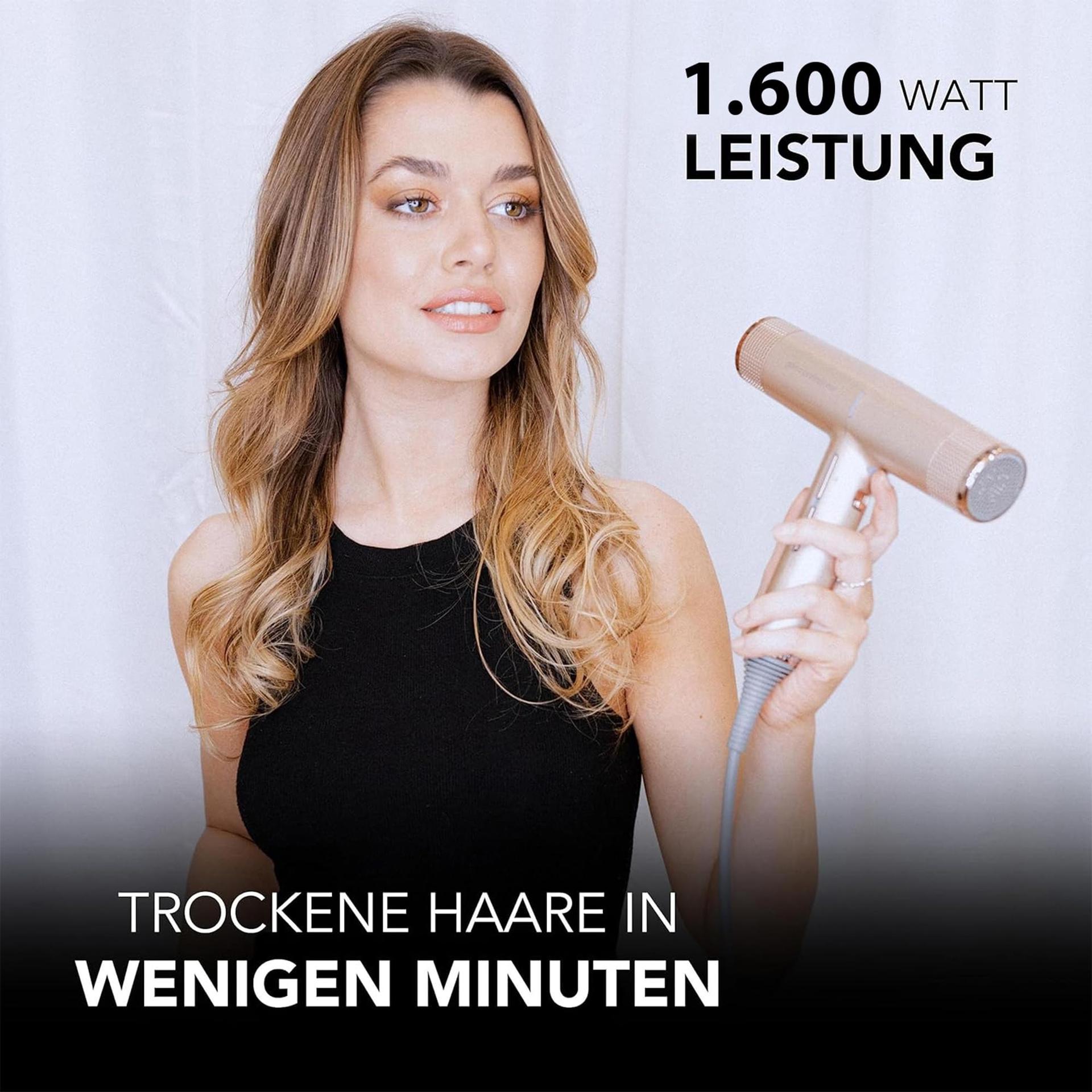 GA.MA Italy Professional, iQ Perfect föön, ultrakerge föön intelligentse harjadeta mootoriga, Oxy-Active-tehnoloogiaga säravaks, kahuvabaks juuksehoolduseks, 1600 W, GoldRose – detailne vaade