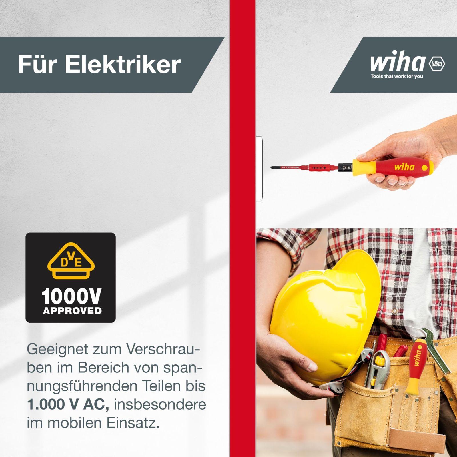 Wiha pöördemomendi kruvikeeraja komplekt TorqueVario-S electric (36791) 19-osaline | 0,8-5,0 Nm | koos kokkupandava kotiga | Lame/Philips/PlusMinus/TORX – detailne vaade