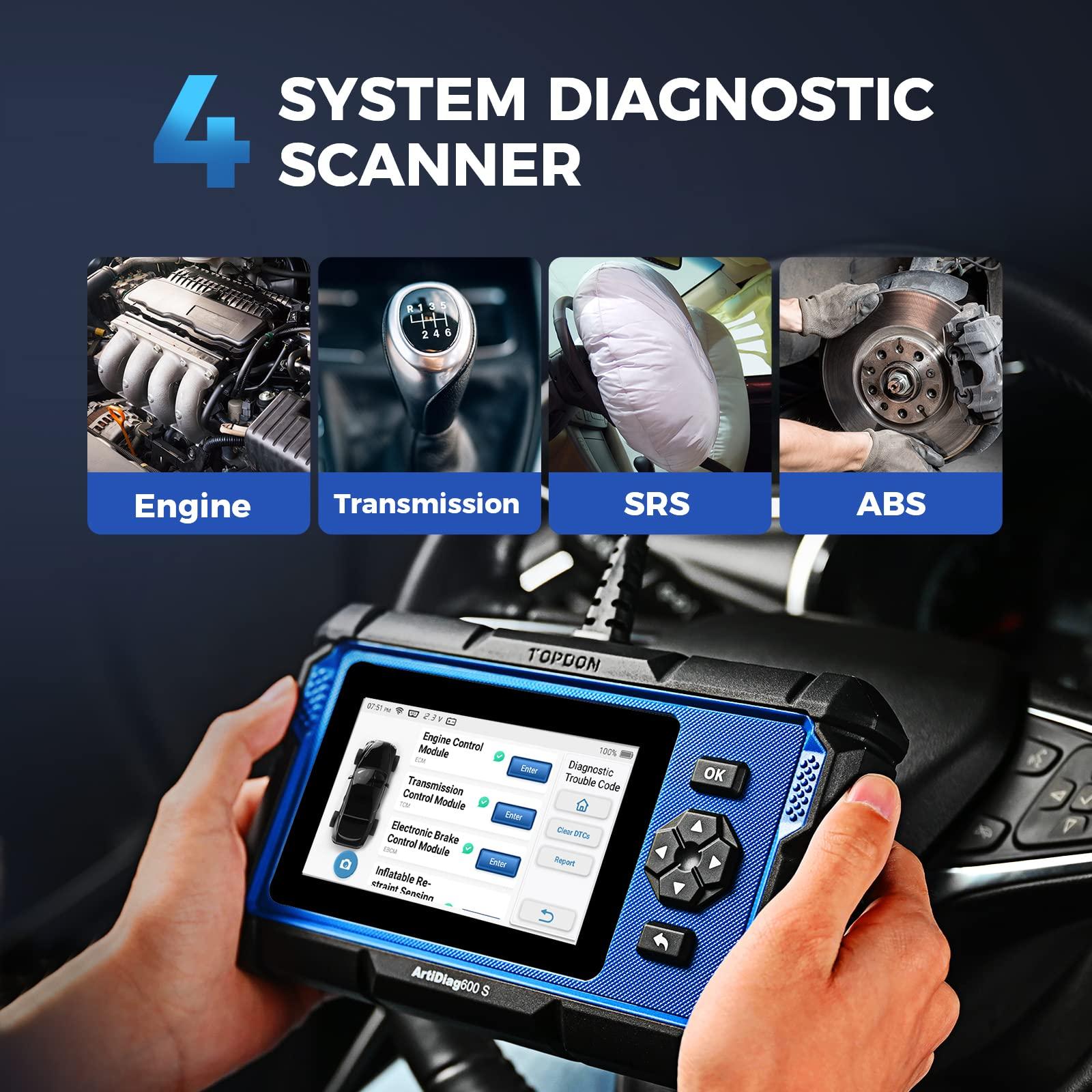 TOPDON AD600S OBD2 diagnostikaseade auto jaoks – 4 süsteemi diagnostika (ABS, SRS, mootor ja käigukast), 9 hooldusfunktsiooni (õli, BMS, ABS, DPF, TPMS, SAS, pidurite lähtestamine, drosselklapi kohandamine, pihusti kodeerimine) – kasutusnäide