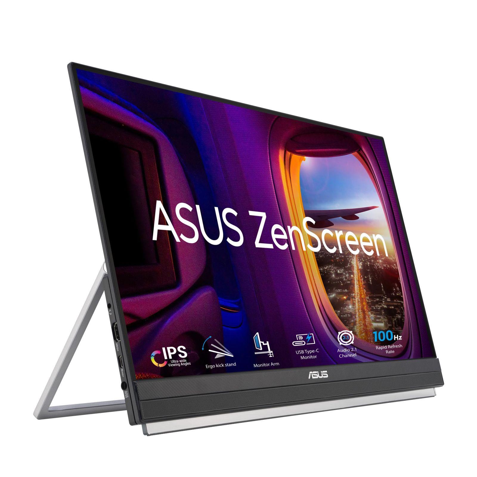 ASUS ZenScreen MB229CF – 22-tolline kaasaskantav USB-monitor – Full HD 1920×1080, USB Type-C 60 W, HDMI, automaatne pööramine, tugijalg – 100Hz IPS-paneel, 16:9, peegeldusvastane, 2.1 kõlarid – detailne vaade