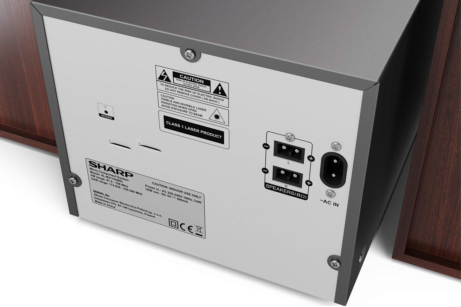 SHARP XL-B517D(BR) Mikro-helisüsteem 45W (digitaalraadio DAB, DAB+ ja FM/UKW, Bluetooth, USB, CD, MP3), pruun – lisavaade