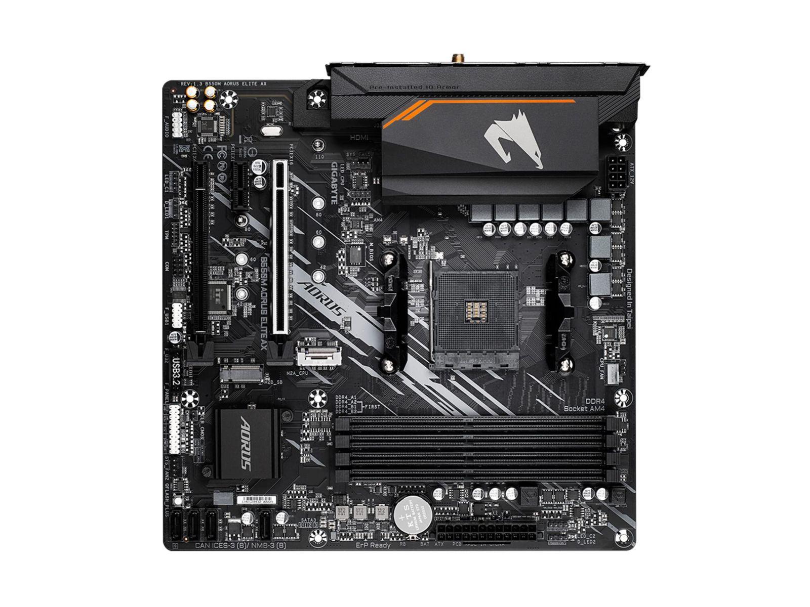 Gigabyte B550M AORUS Elite AX (AM4/AMD/B550/Micro ATX/Single M.2/SATA 6Gb/s/USB 3.2 Gen 1/Realtek GbE LAN/PCIe 4.0/Emaplaat) – kasutusnäide