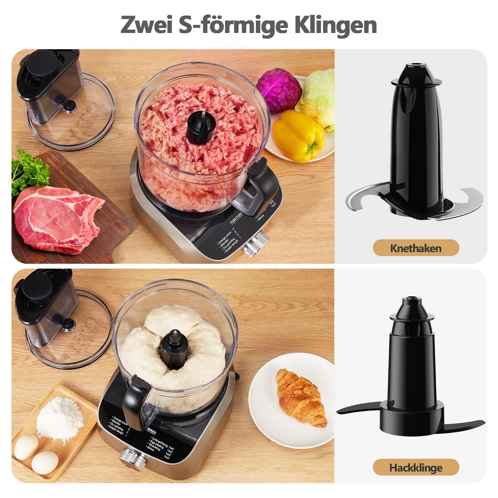 YASHE 11-in-1 köögikombain, 1300W multifunktsionaalne köögitöötlusseade – 2,5L segamiskauss ja 1,5L blender, uuendatud lõikeketas, tsitrusepress, taignasegaja, jahvatusmasin, vispel, hakkija – kasutusnäide