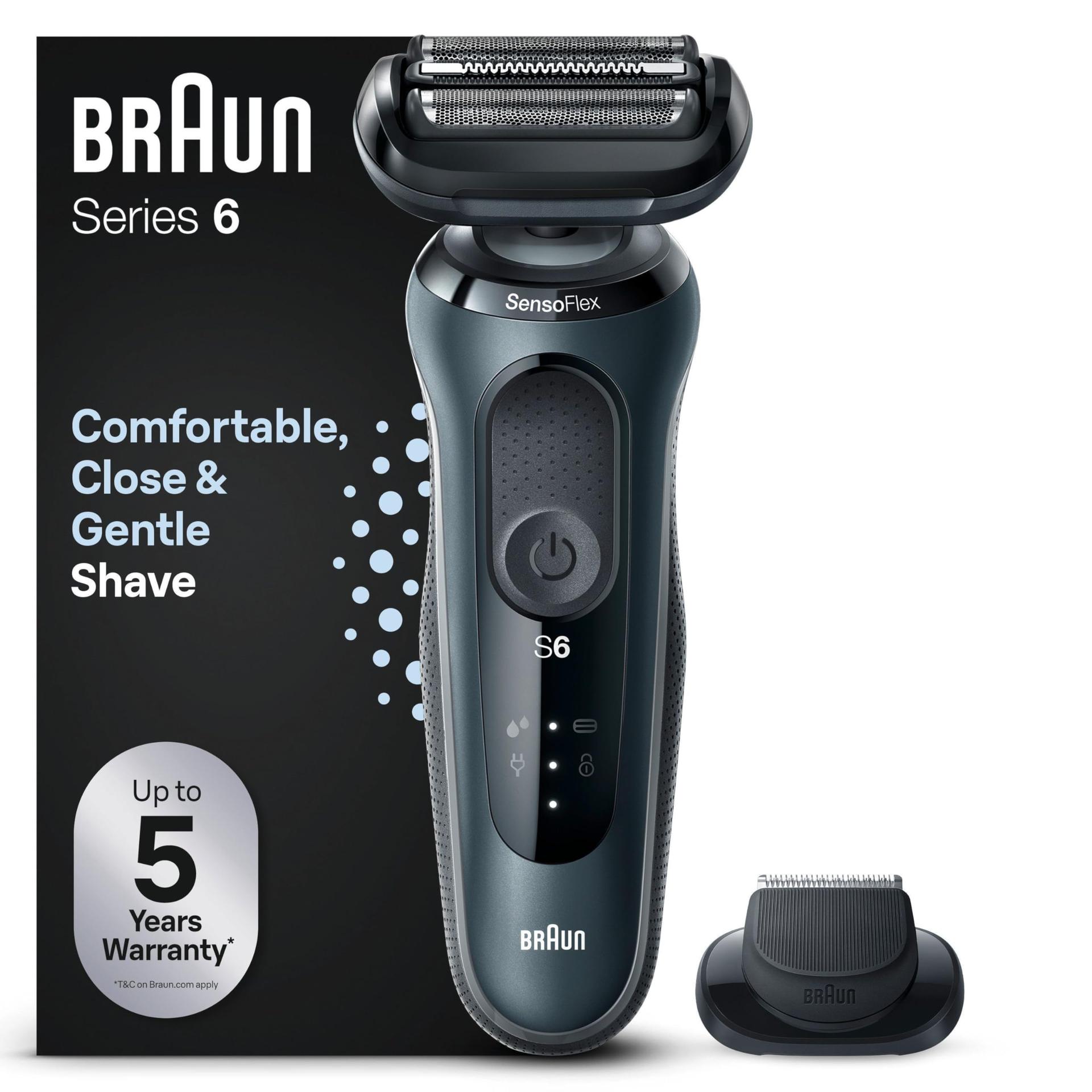 Braun Series 6 elektriline pardel EasyClick kinnitusega, SensoFlex meeste raseerija, täpsustrimmer, märg- ja kuivkasutus, kingitus meestele, valmistatud Saksamaal, 61-N1200s, hall