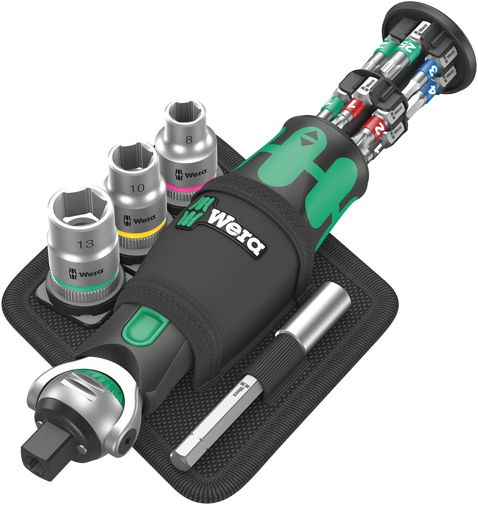 Wera 05004281001 8009 Zyklop Pocket Set 2, narrede komplekt, 17-osaline, must-roheline