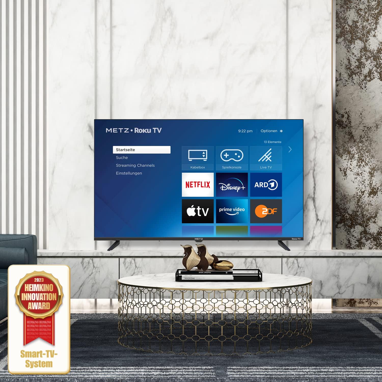 METZ Blue Roku TV, HD Nutiteler, 32 tolli, 80 cm, teler koos kolmiktuuneriga, WiFi, LAN, HDMI, USB, 32MTD3011Z, must – detailne vaade