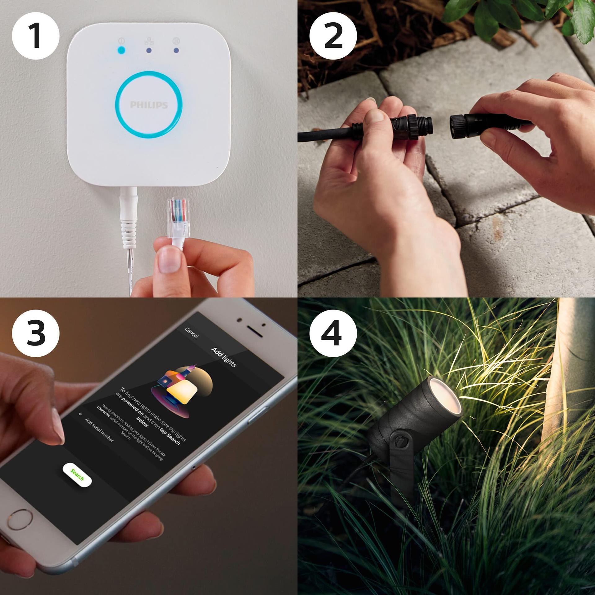 Philips Hue White & Color Ambiance Lily aiavalgusti standardkomplekt 40W adapteriga (590 lm), hämardatav välisvalgusti 16 miljoni värviga, nutikas valguse juhtimine häälkäskluse või rakenduse kaudu, must, 1 tk – pilt 9