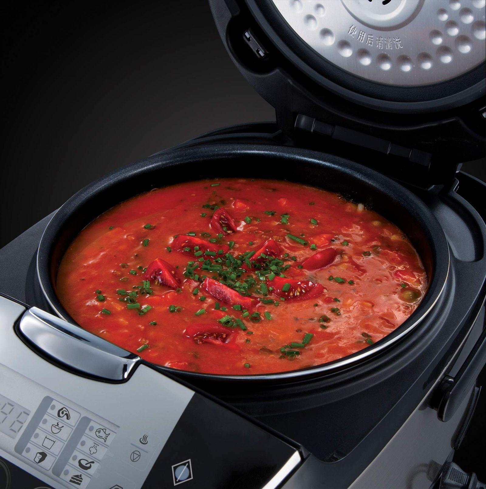 Russell Hobbs Multikeetja [11-ühes: Riisikeetja, Aeglane keetja, Aurutaja, Slow Cooker, Küpsetaja, Jogurtivalmistaja jne.] (5,0 l, digitaalne ekraan, kondensatsioonivastane kaas) 21850-56 – kasutusnäide
