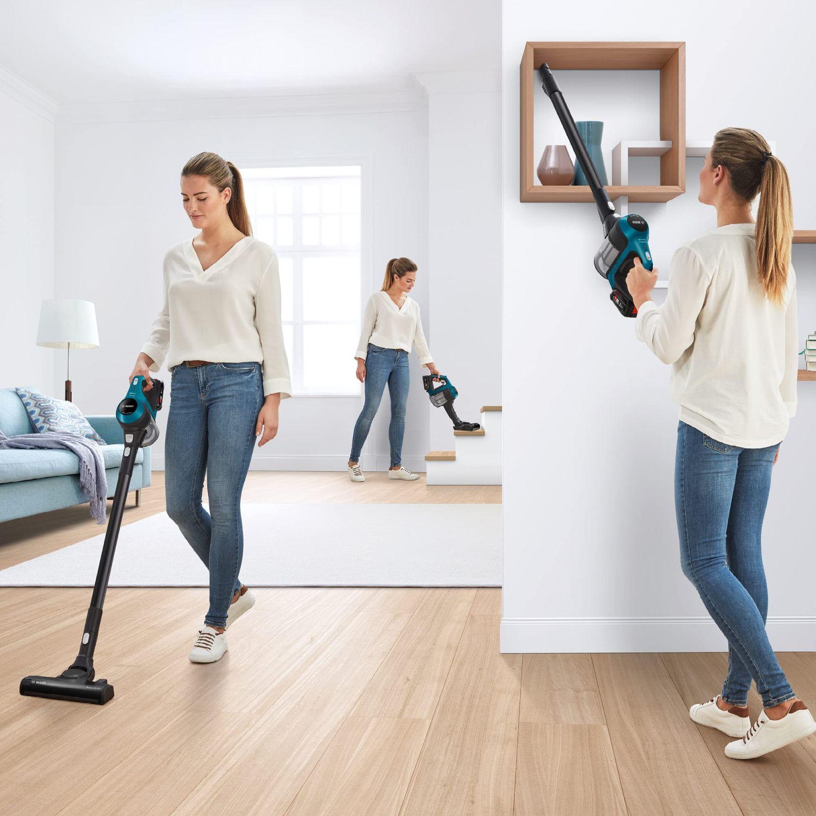 Bosch juhtmevaba tolmuimeja Unlimited Serie 6 BKS6111P, käsitolmuimeja, tolmukotita, kerge, hügieenifilter, kõrge imemisvõimsus, pikk tööaeg, piluotsik, kõikidele põrandatüüpidele, sinine – detailne vaade