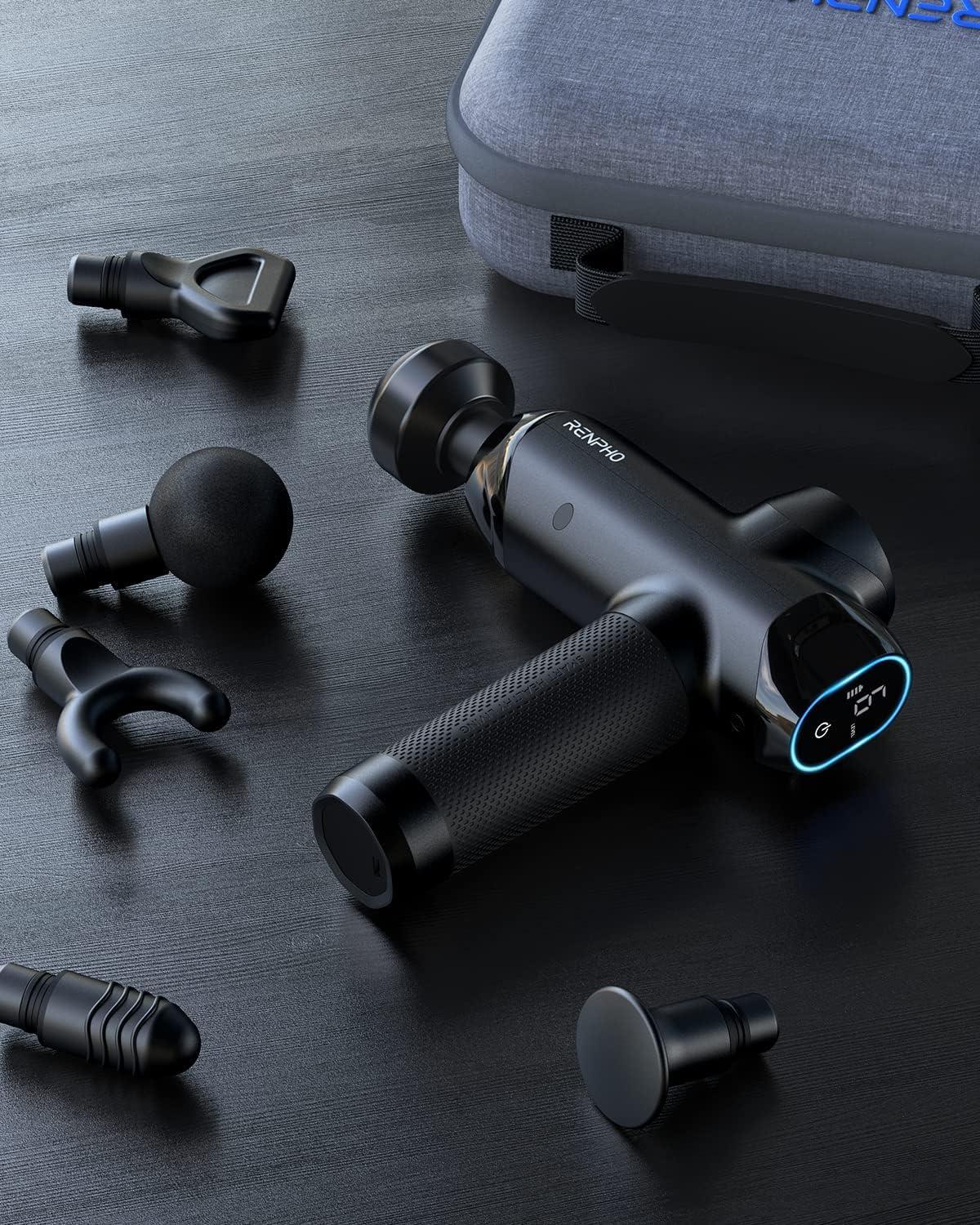 RENPHO R3 Power massaažipüstol, 12MM amplituudiga massaažiseade Type-C laadimise ja 6 massaažiotsikuga, LED-puuteekraaniga seljamassaažiseade, kingitus meestele – pilt 7
