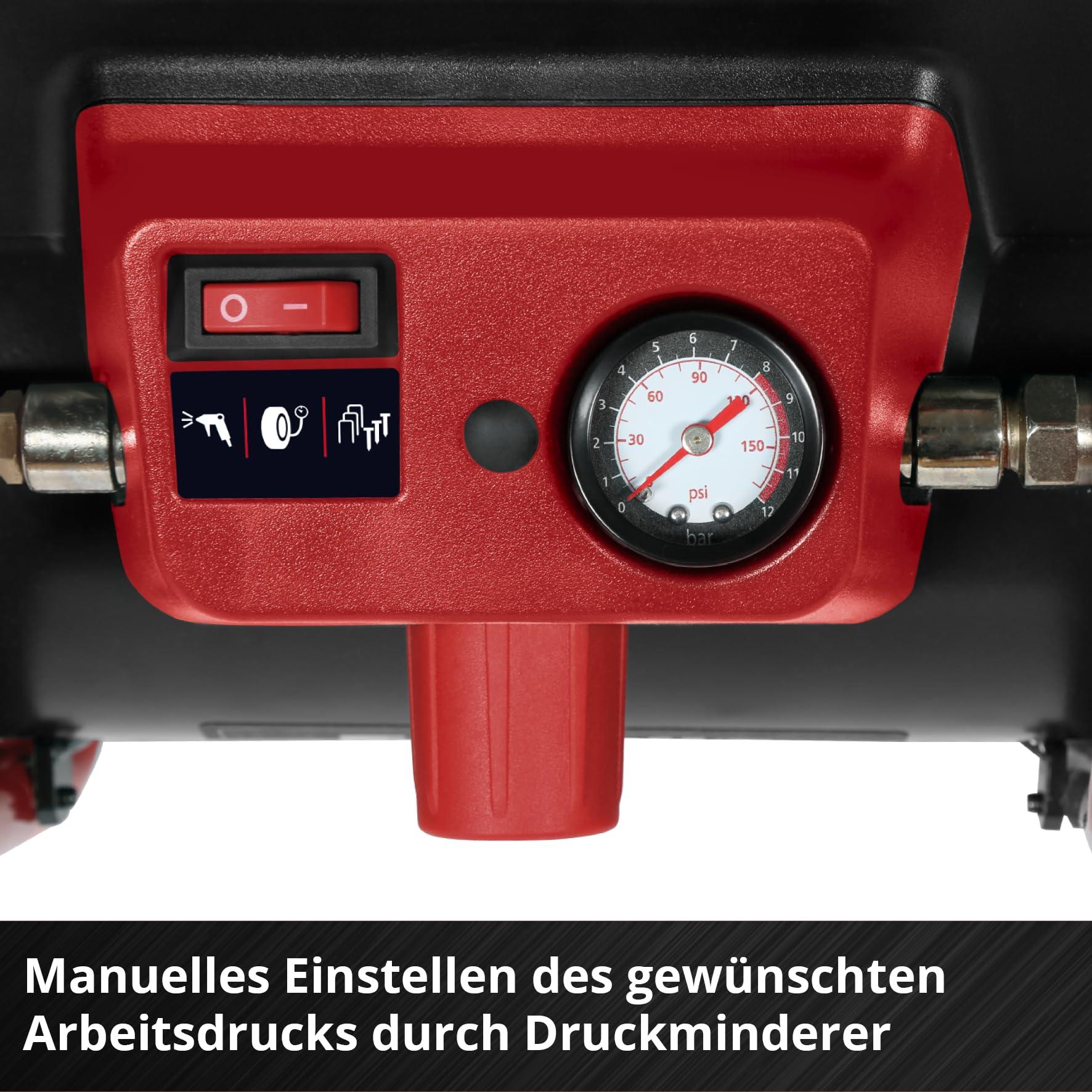 Einhell akuga kompressor TE-AC 36/150 Li OF-Solo Power X-Change (36 V, max. 8 bar, 6 l paak, 150 l/min imemisvõimsus, manomeeter, õlivaba, ilma akuta) – pilt 8