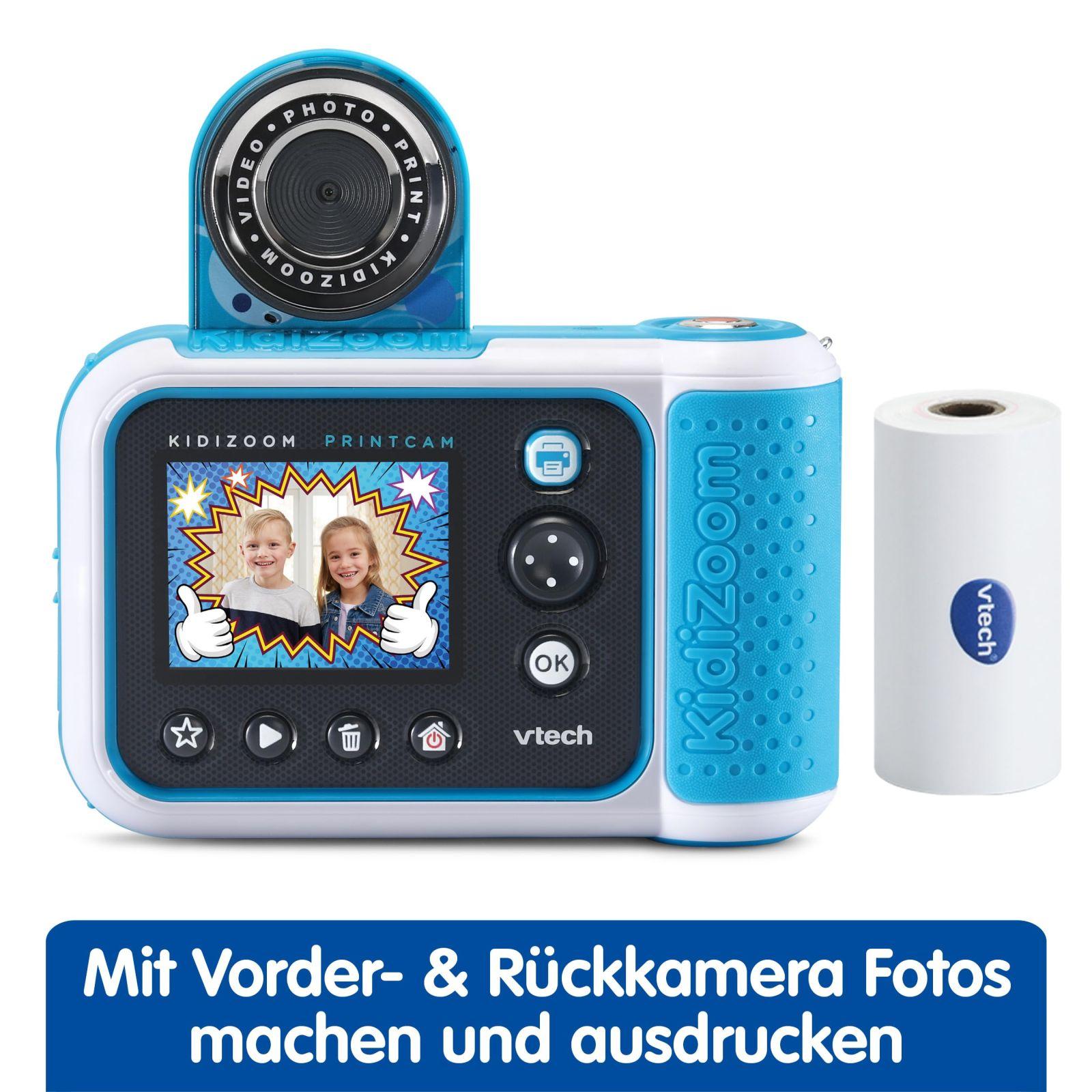 VTech KidiZoom Print Cam sinine – koheselt printiv lastekaamera, selfie- ja videofunktsioon, efektid, mängud, ideaalne lastele vanuses 4-12 aastat – detailne vaade