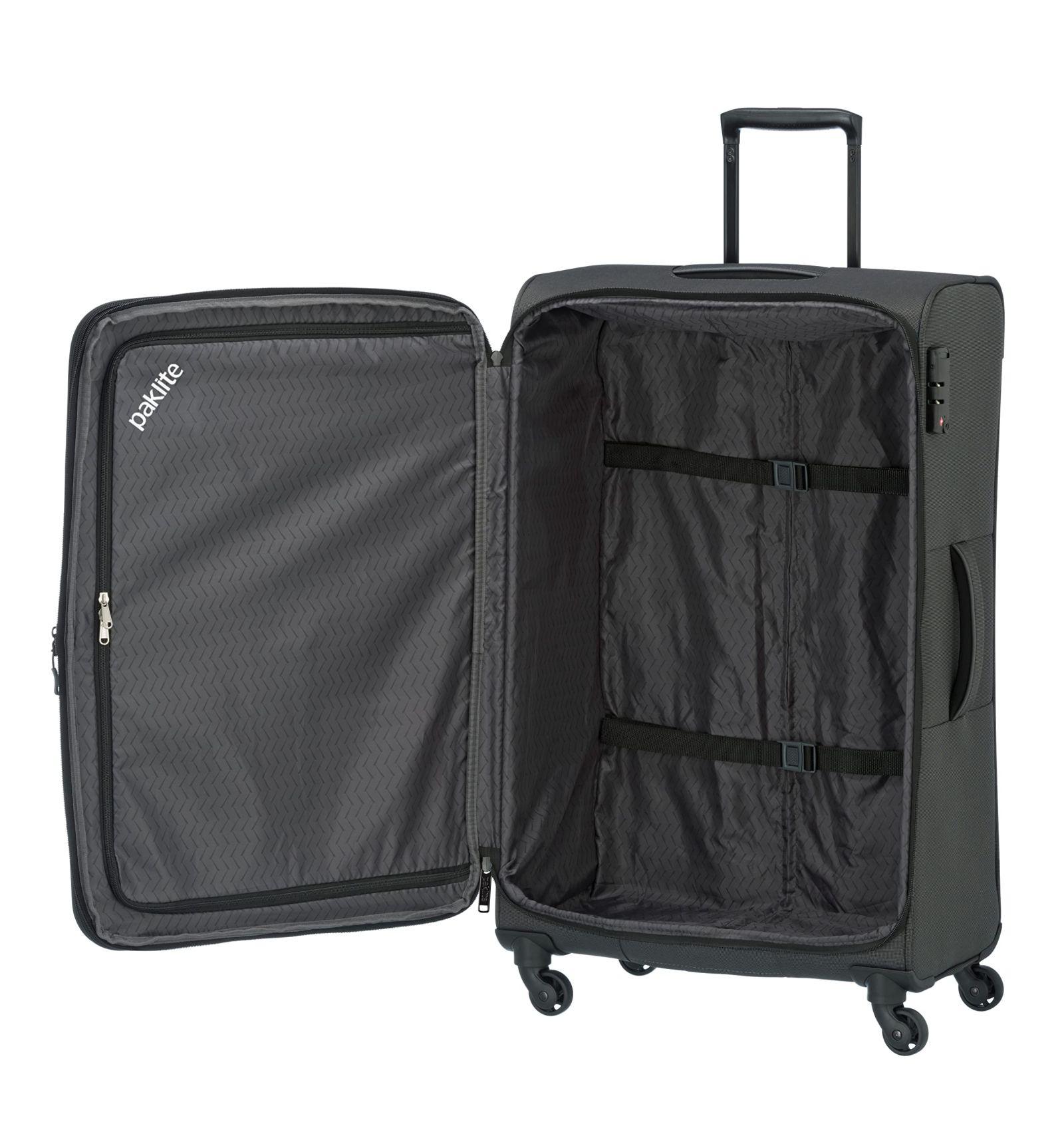 paklite Reisikohver 4 rattaga, pehme kohver, suur laiendatav DERBY trolley, stiilne kohver dehnfalteniga, TSA lukk, 77 cm, 102 – 115 liitrit – detailne vaade