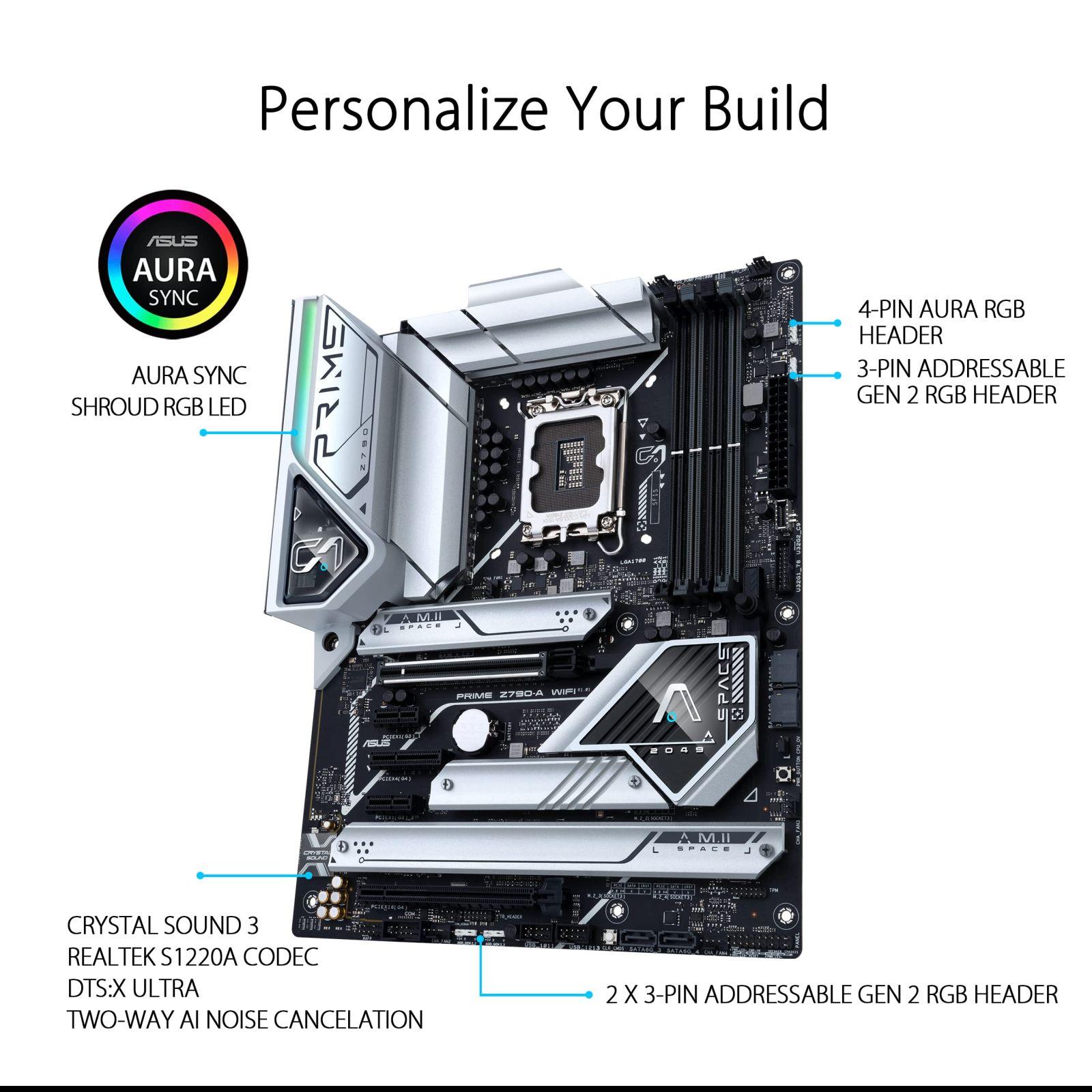 ASUS Prime Z790-A WIFI mänguri emaplaat Intel LGA1700 sokliga (ATX, PCIe 5.0, DDR5 mälu, 4x M.2, WiFi 6E, HDMI, DisplayPort) – kasutusnäide