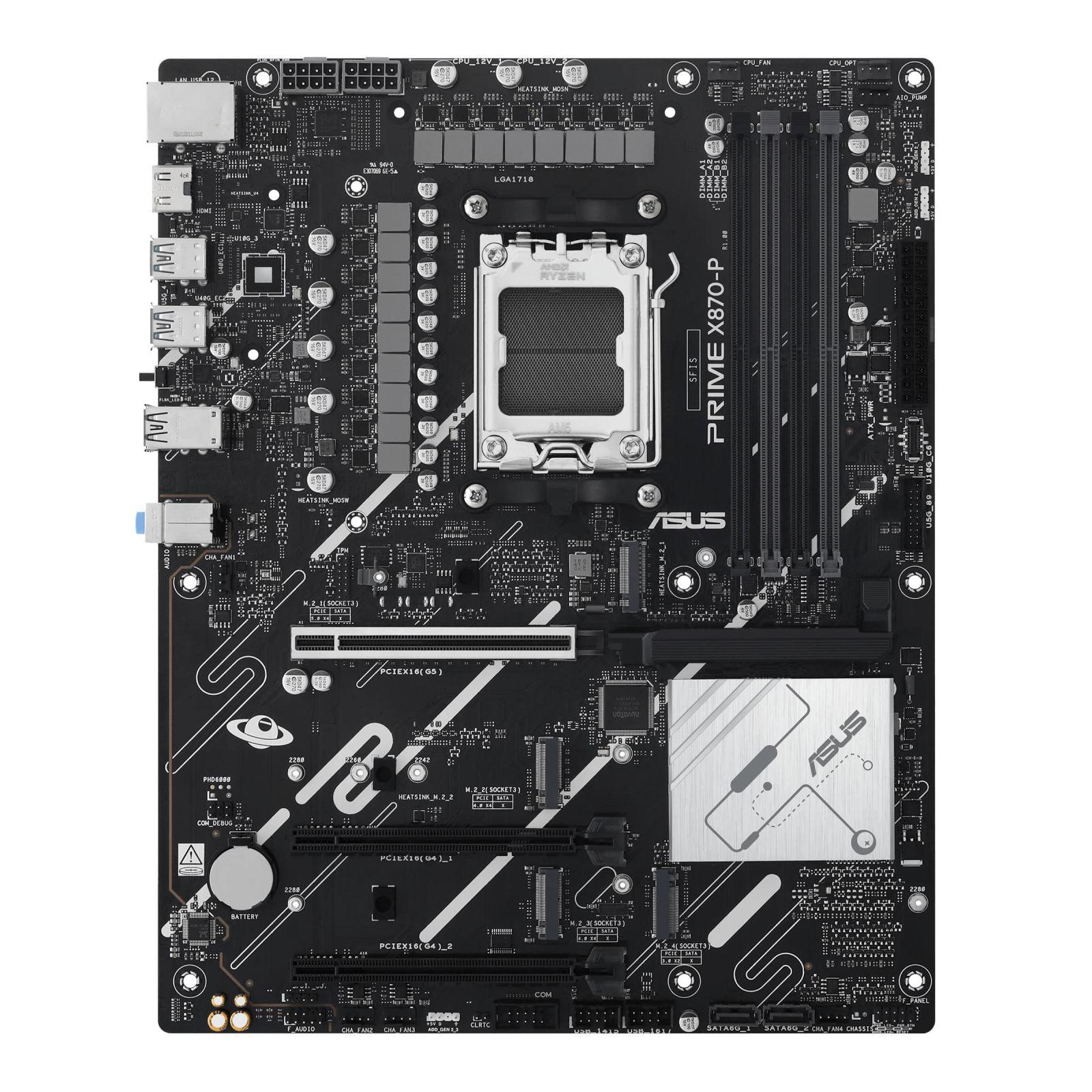 ASUS PRIME X870-P Emaplaat AM5 (AMD, ATX, PCIe 5.0, DDR5, 14+2+1 Toiteetapid, 4x M.2, 2,5Gb Ethernet, USB-C 40Gbps) – kasutusnäide
