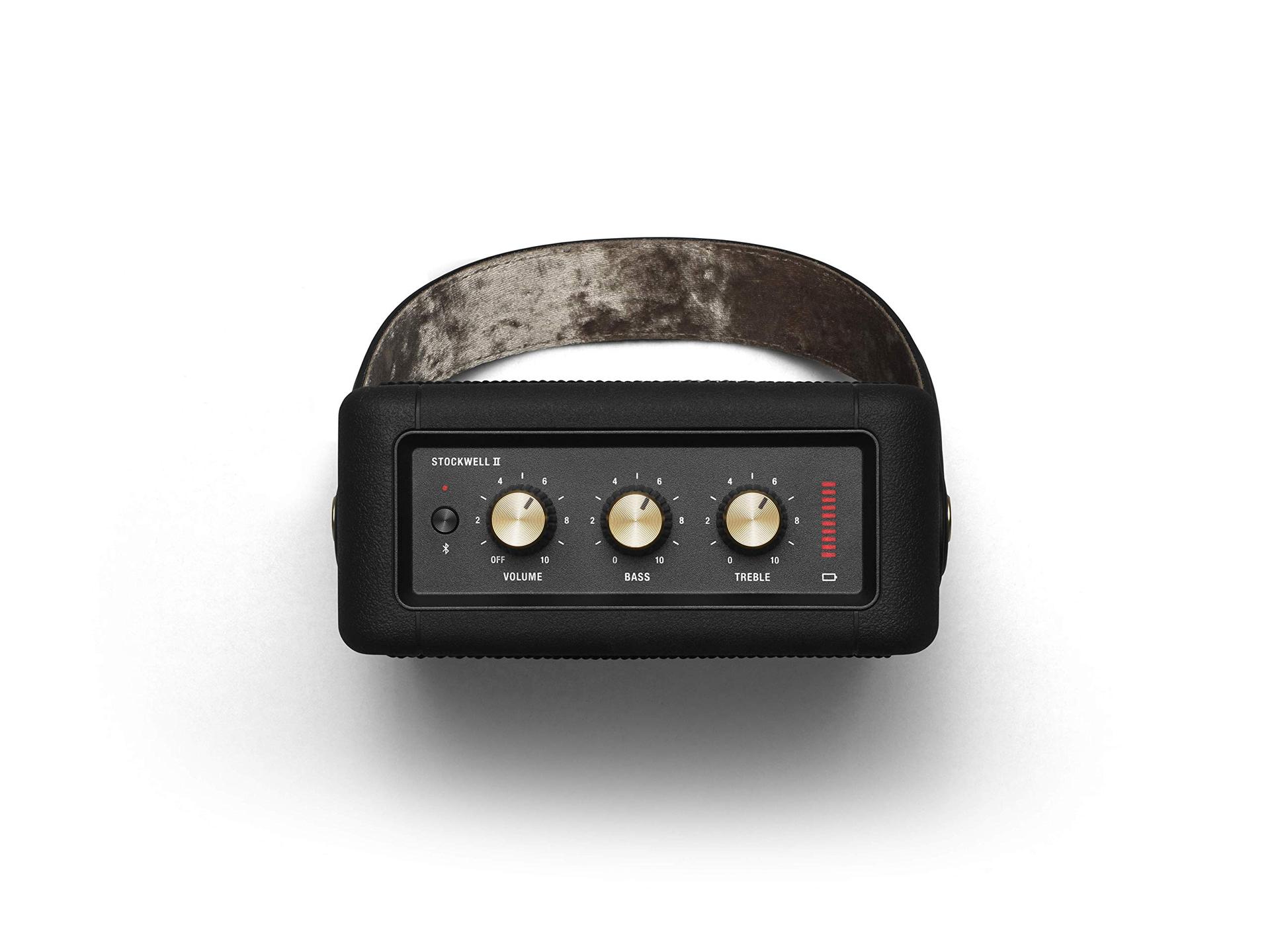 Marshall Stockwell II kaasaskantav Bluetooth-kõlar – Must ja Messing – detailne vaade