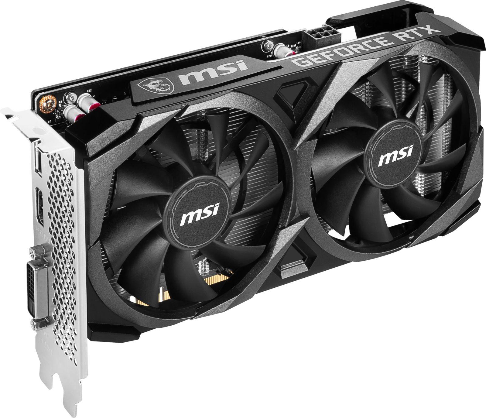 MSI GeForce RTX 3050 Ventus 2X XS 8G OC – 8GB GDDR6 mälu, 128-bit, 14 Gbps – pakend ja tarvikud