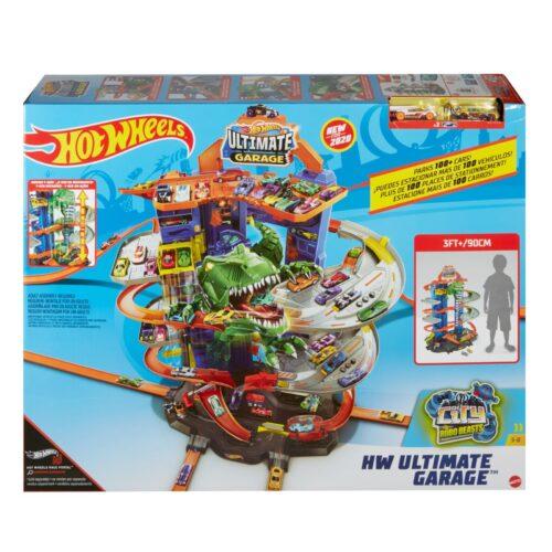 Hot Wheels GJL14 megagaraaž T-Rexiga, 2 autot, ruumi üle 100 auto, kõrgus 90 cm