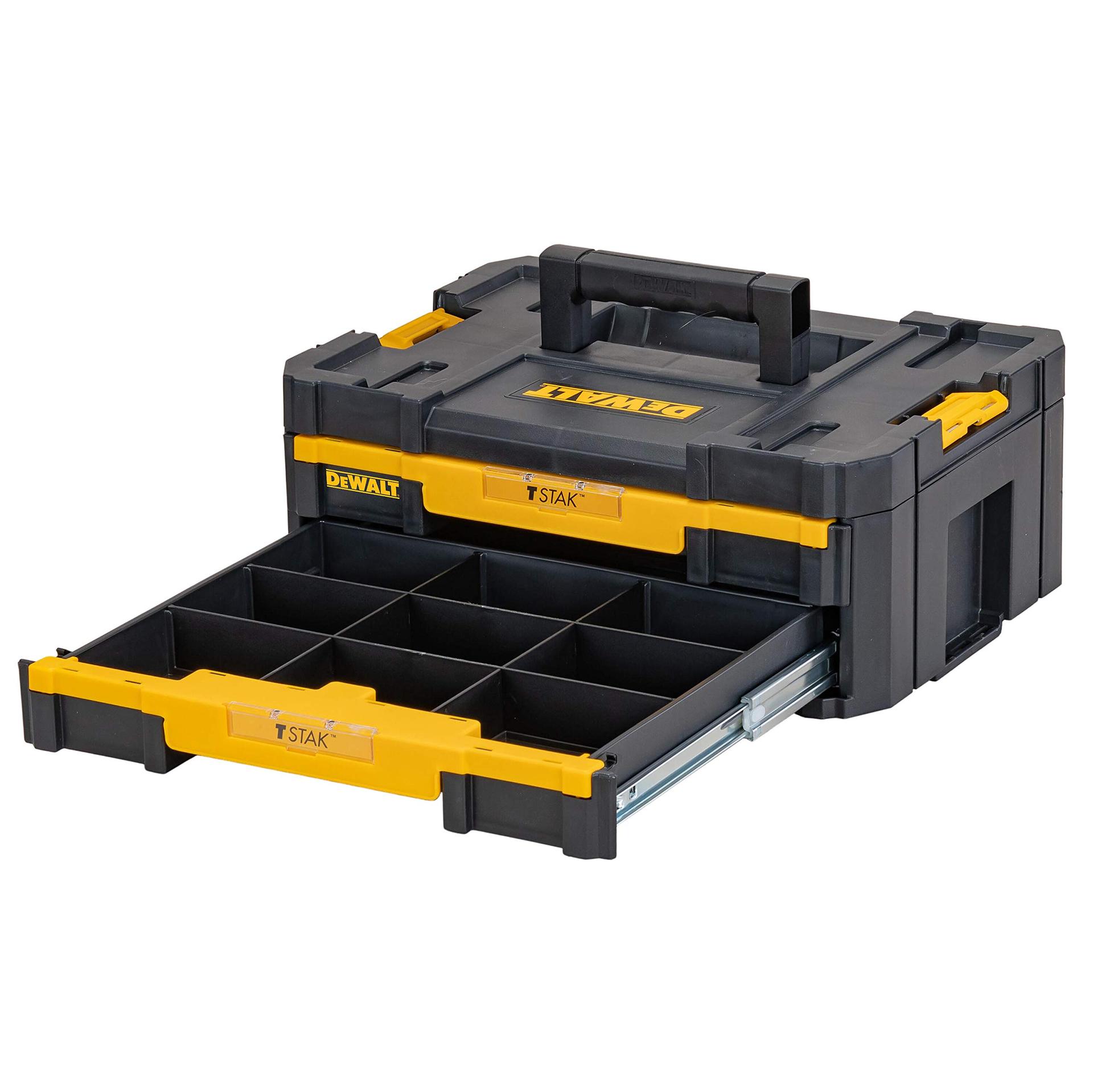 Dewalt T-STAK IV tööriistakast DWST1-70706 (2 sahtliga, eemaldatavad sisemised vaheseinad, sildihoidik, umbes 19 L maht, kandevõime umbes 30 kg, ühilduv T-STAK süsteemiga) – lisavaade