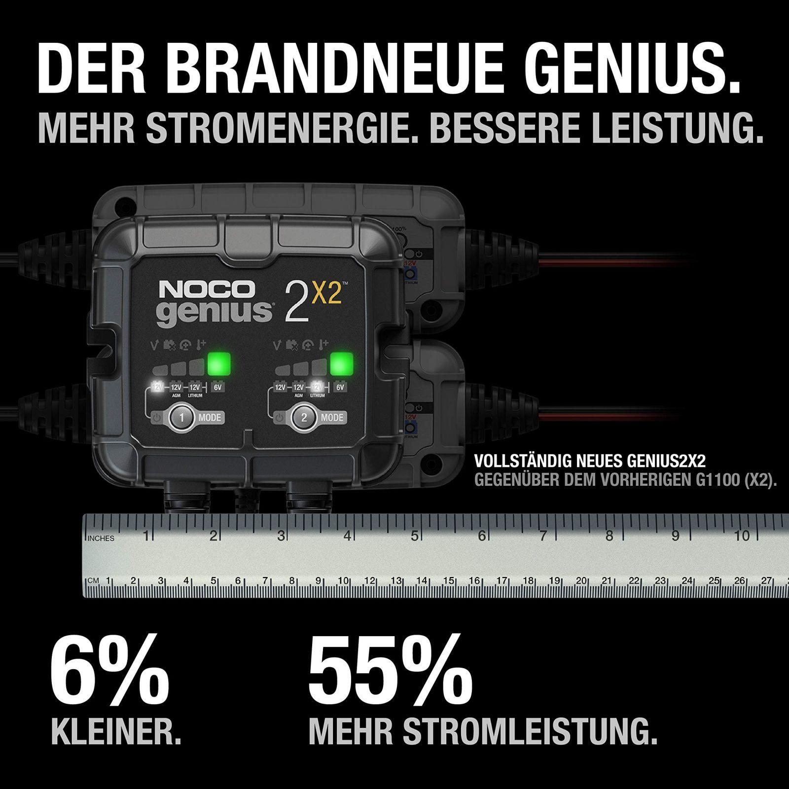 NOCO GENIUS2X2: 4A (2A/pank) akulaadija, 6V/12V akulaadija, hoolduslaadija ja desulfator temperatuurikompensatsiooniga – pilt 6