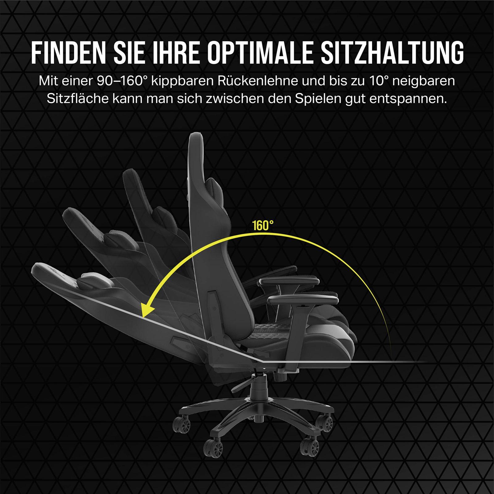 Corsair TC100 Relaxed mänguritool – Kunstnahk – Vormel-1 stiilis disain – Nimmetugi – Eemaldatav mäluvahust kaelapadi – Reguleeritavad käetoed – Must – pilt 7
