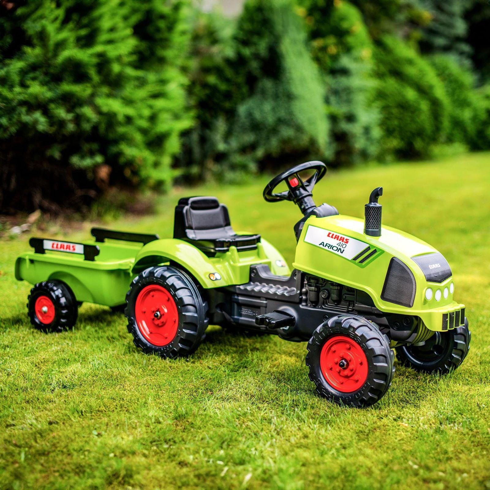 Falk 2041C pedaaltraktor Claas Arion 410 koos haagise ja avatava kapotiga, ekskavaator, pedaallaadur, pedaaltraktor 2–5-aastastele, õuemänguasi – pilt 6