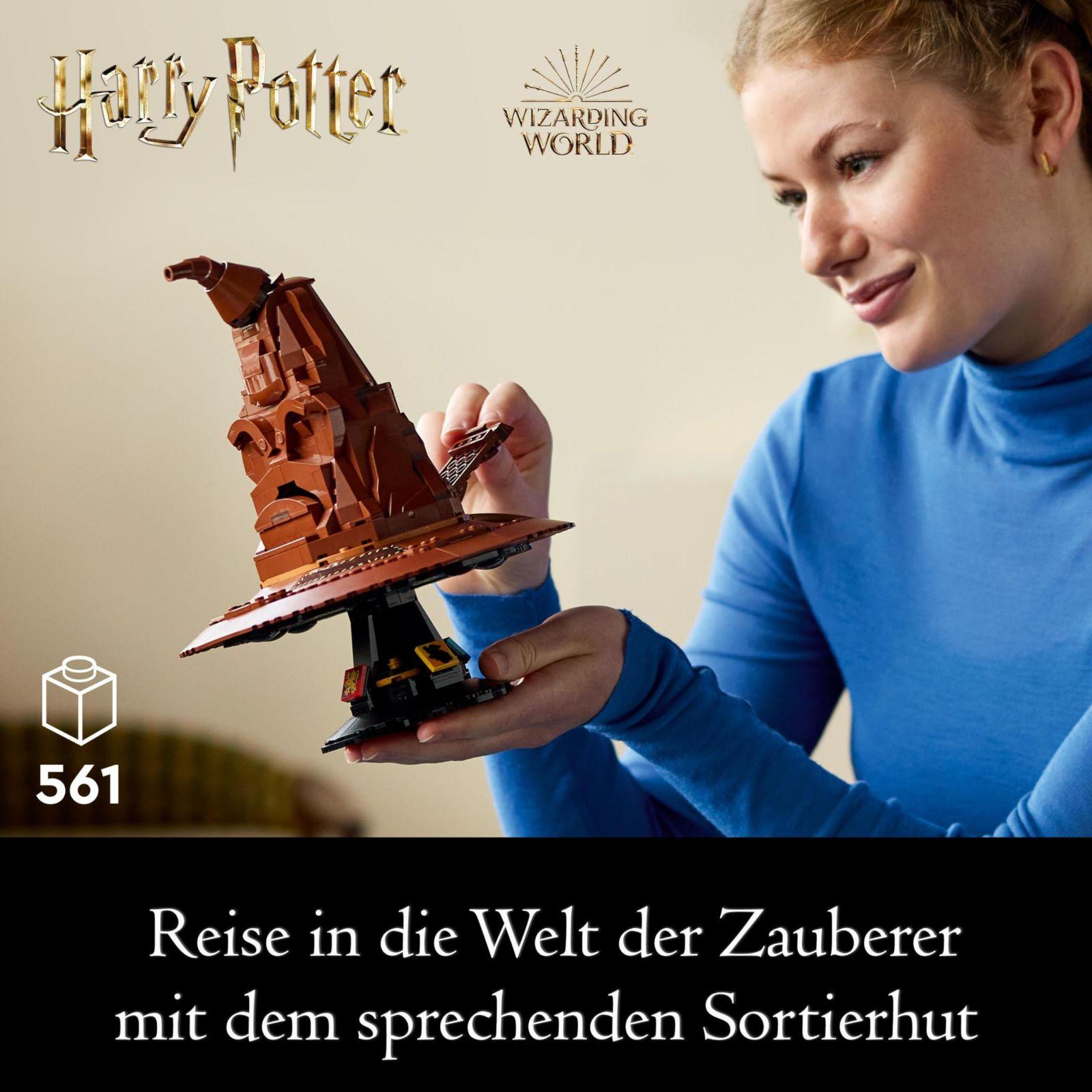 LEGO Harry Potter Kõnelev Müts, Sigatüüka Mudel Täiskasvanutele, Filmikingitus Naisele ja Mehele, Emale ja Isale, Juhuslike 31 Heli Kombinatsiooniga, Määrab Sinu Sigatüüka Maja 76429 – detailne vaade