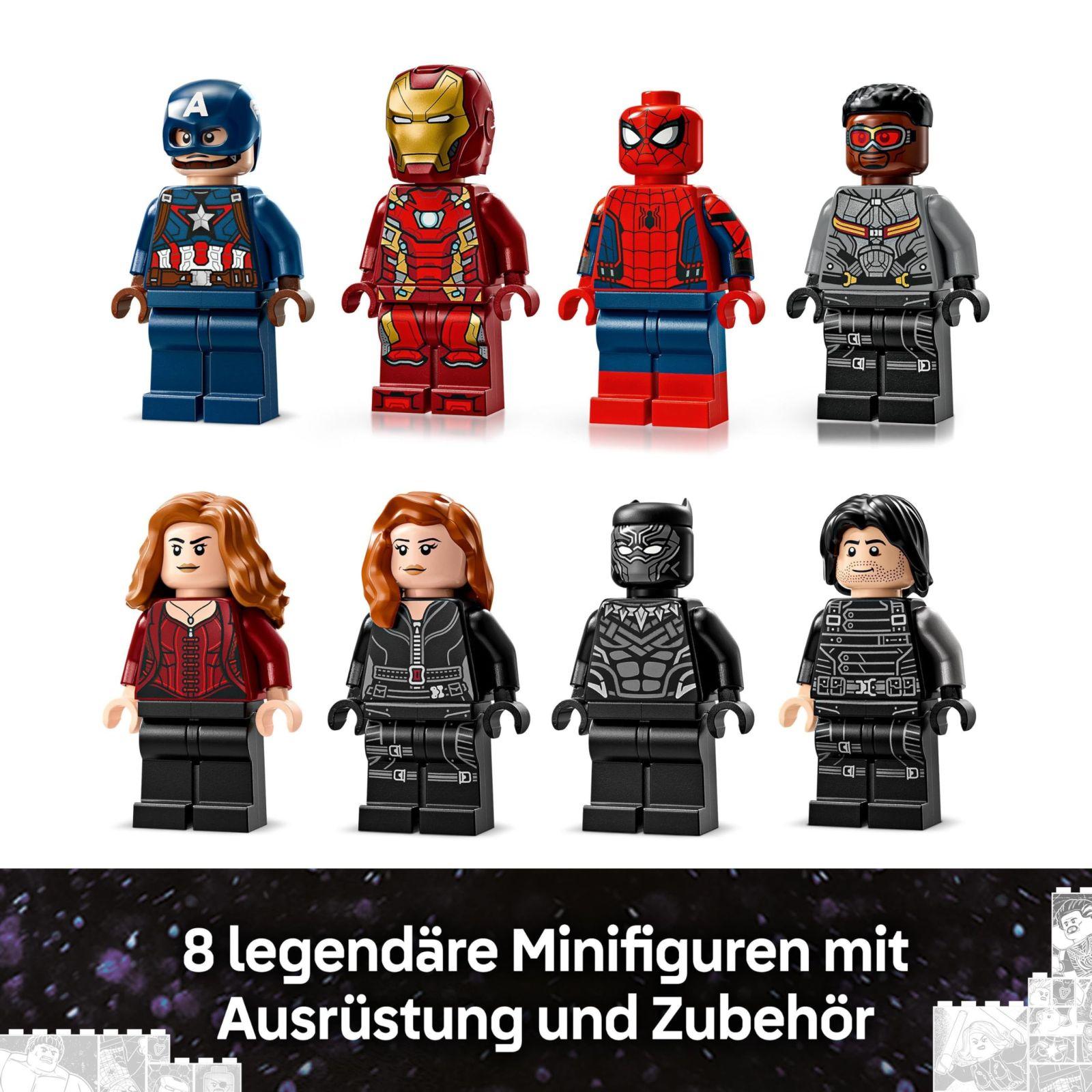 LEGO Marvel Kapten Ameerika: Kodusõda – Superkangelaste mängukomplekt 8 minifiguuriga ja mängulennukiga – Kingitus poistele ja tüdrukutele 76314 – pilt 7