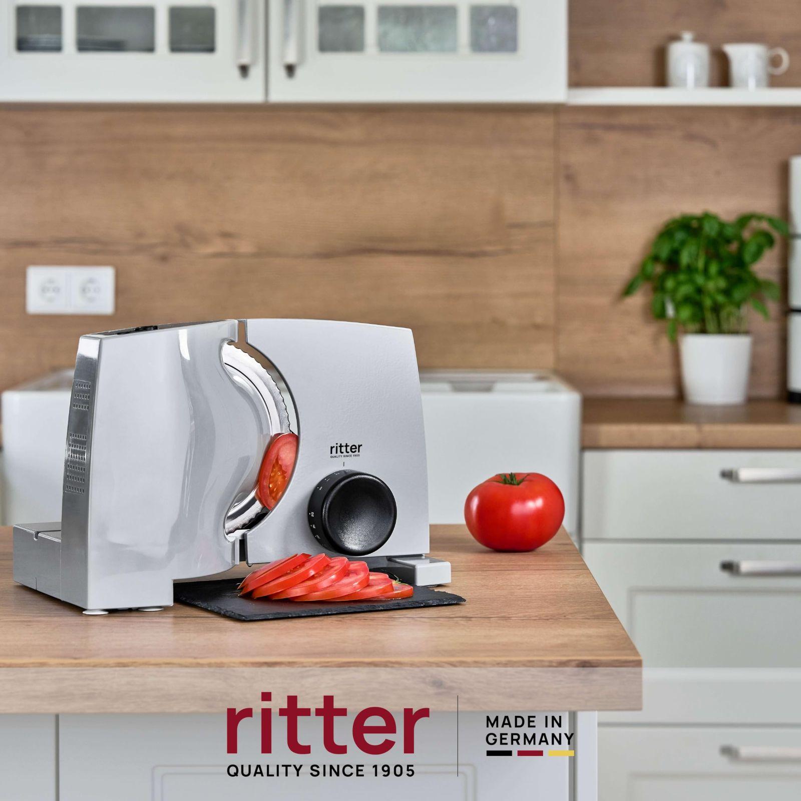 ritter nova 1 Duo Plus elektriline viilutaja & lõikemasin metallist ECO-mootoriga, valmistatud Saksamaal, hall – detailne vaade