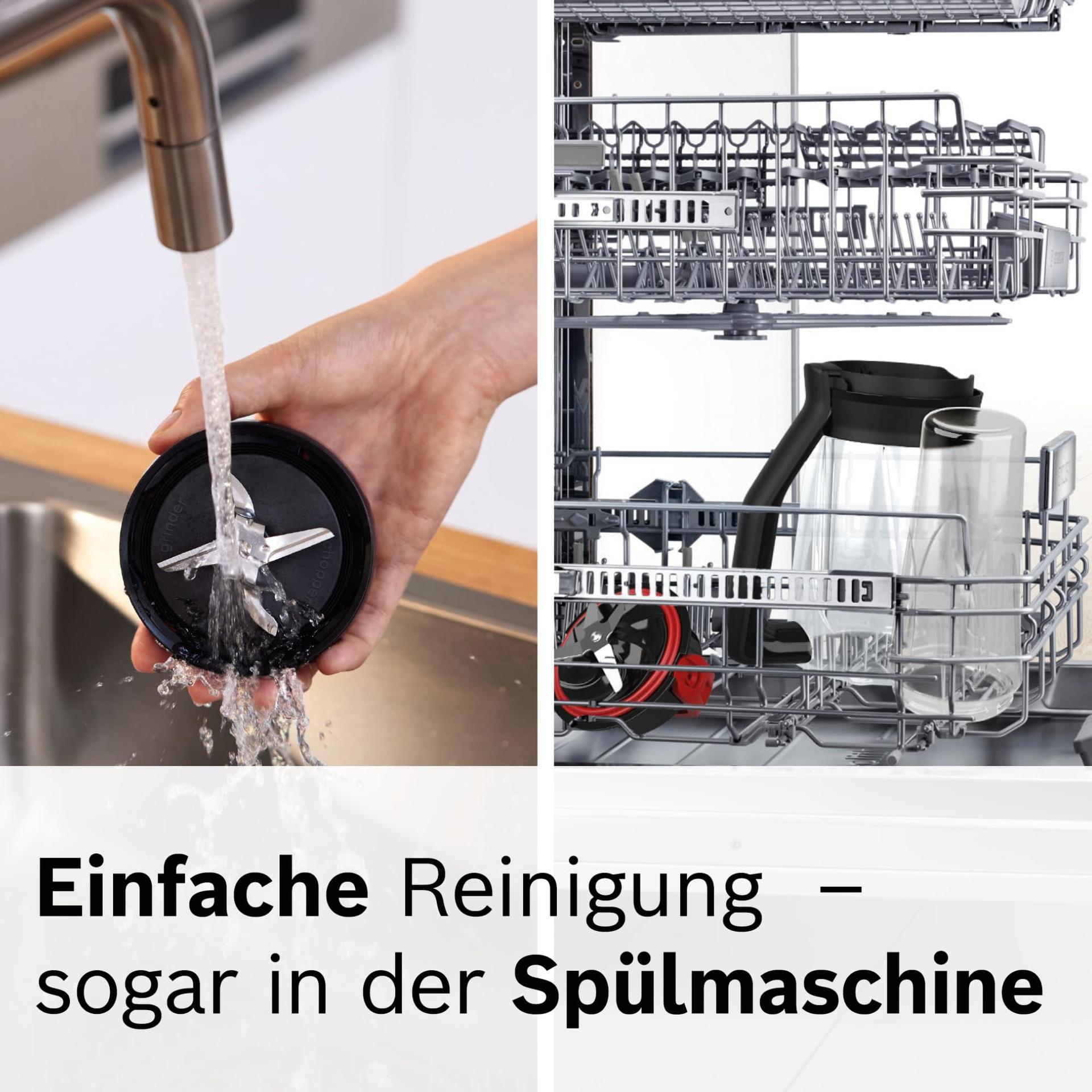 Bosch VitaPower Series 4 MMB6177S blender, roostevabast terasest terad, 1,5L ThermoSafe klaaskann, 0,6L kaasaskantav pudel, stopper, universaalne hakkija, 30 000 p/min, 1200W, hõbedane – lisavaade