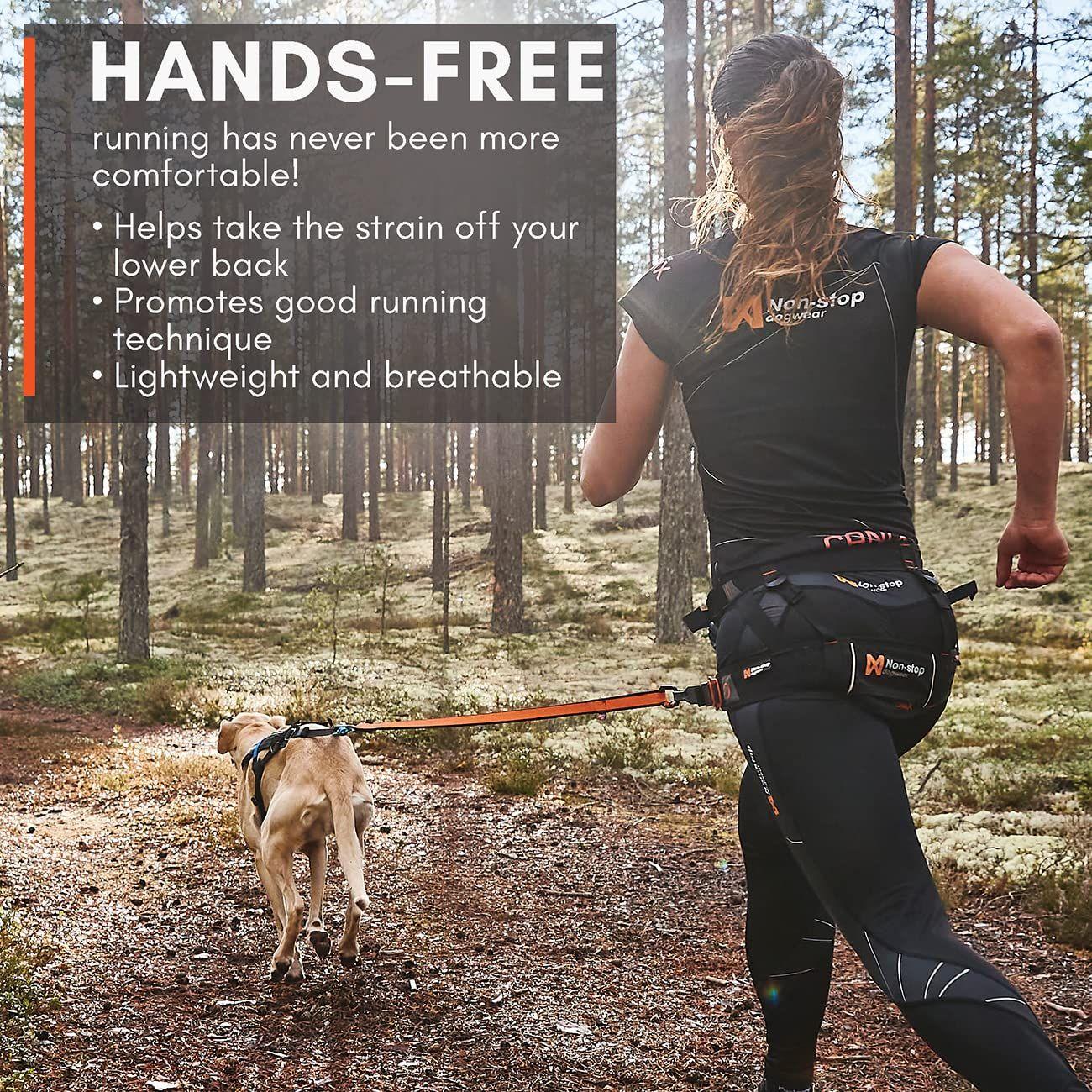 Non-stop dogwear CaniX vöö – käed vabad jooksuvöö koertele Canicross’i jaoks, suurus M – pakend ja tarvikud