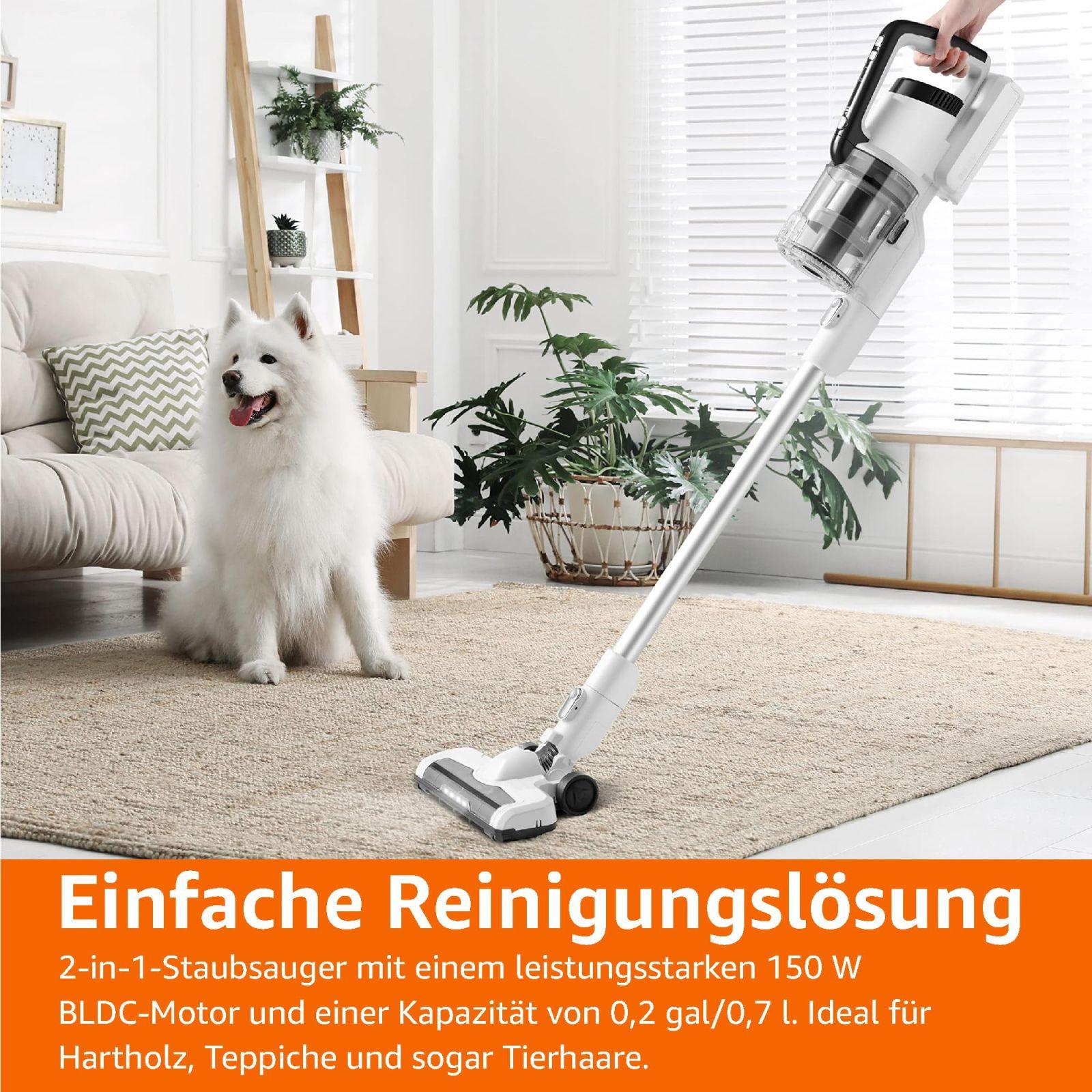 Amazon Basics juhtmeta tolmuimeja, 2-ühes seade, DC-mootoriga, 150 W, 0,7 l, valge/must – lisavaade