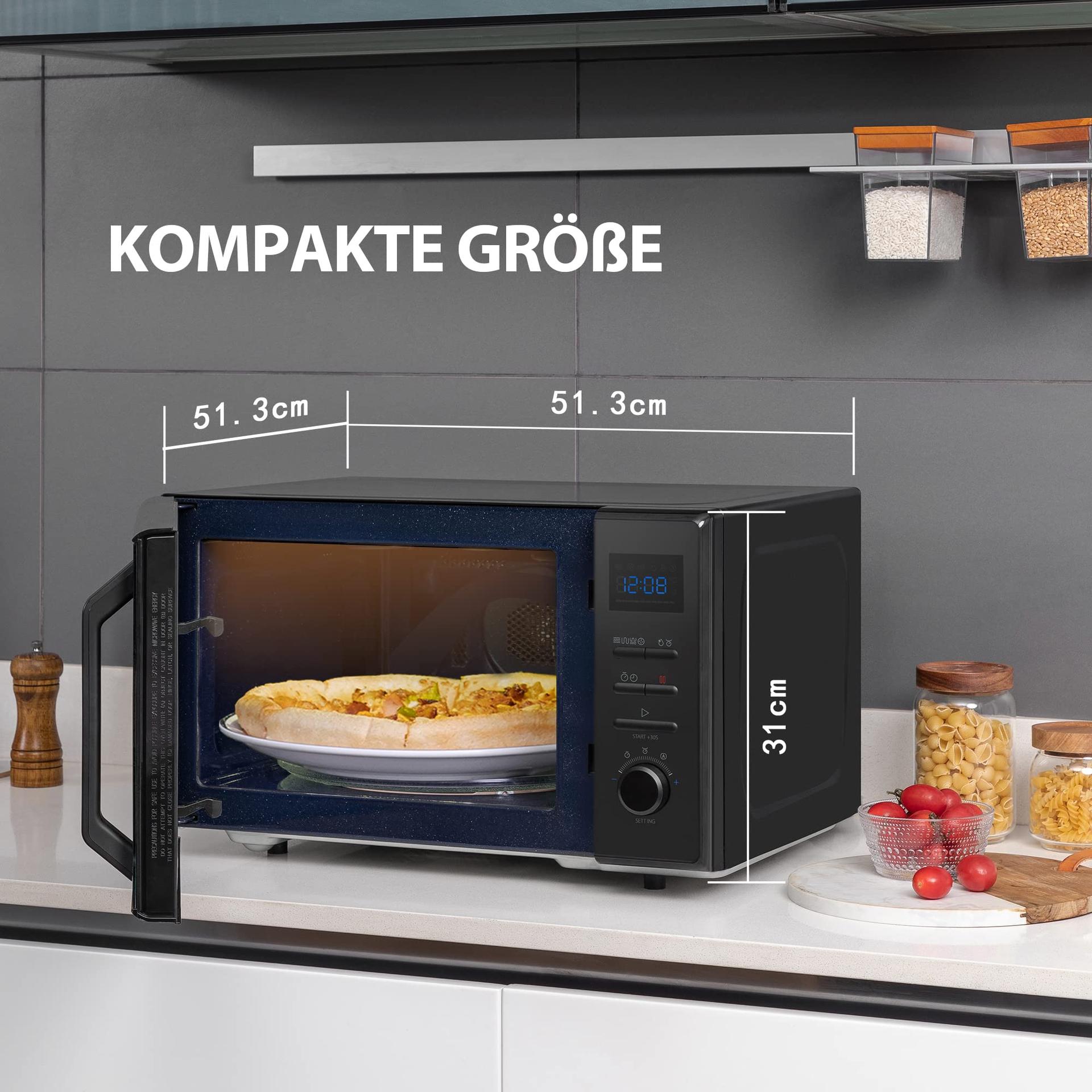 Toshiba MW2-AC25TF(BK) 4-ühes mikrolaineahi kuumaõhu, grilli ja kombifunktsiooniga / 25L / 900W / 1100W grill / 2100W kuumaõhk / emailitud sisemus / pöördalus mälufunktsiooniga / must – pilt 6